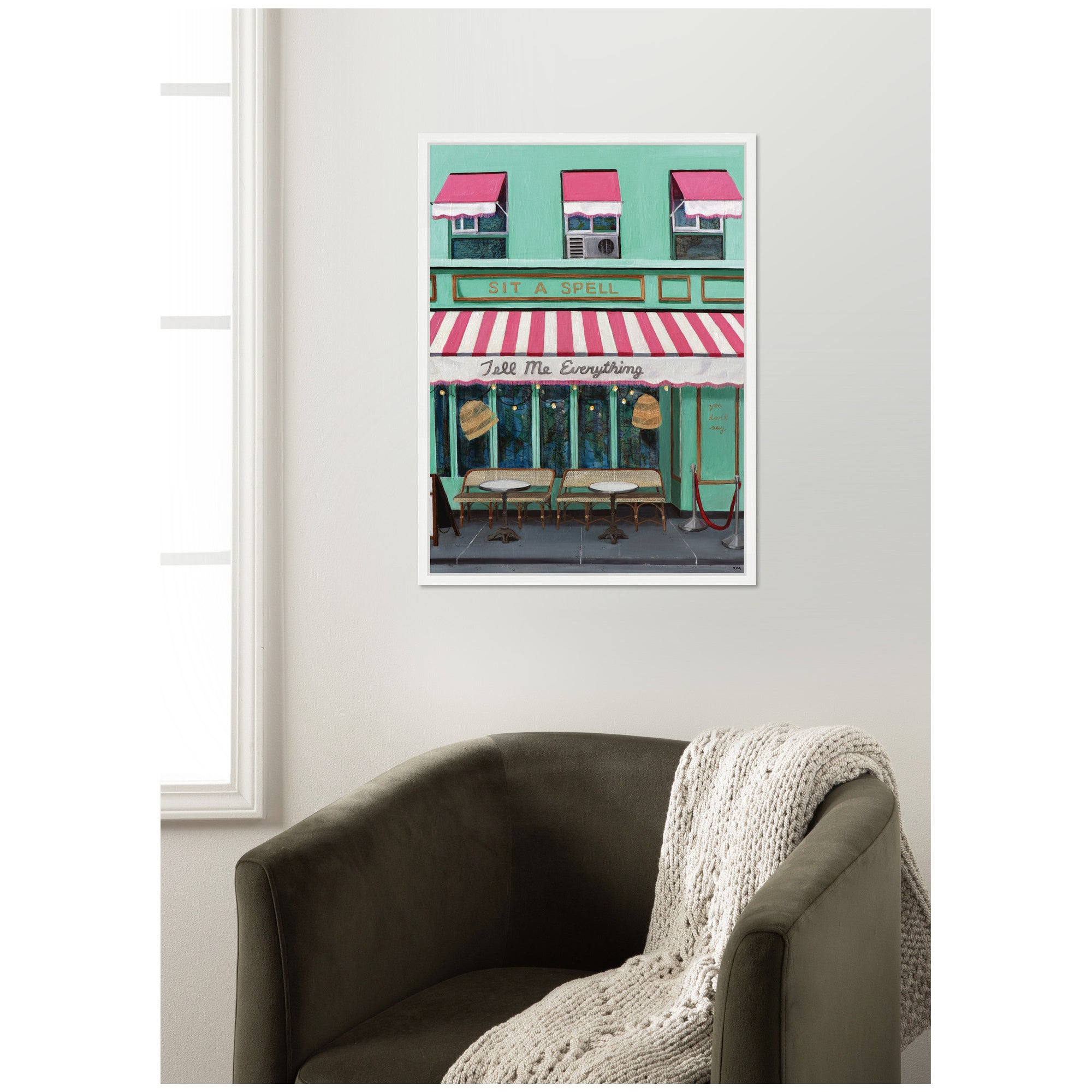 Sit A Spell by Krista V. Allenstein Framed Canvas Wall Art Print