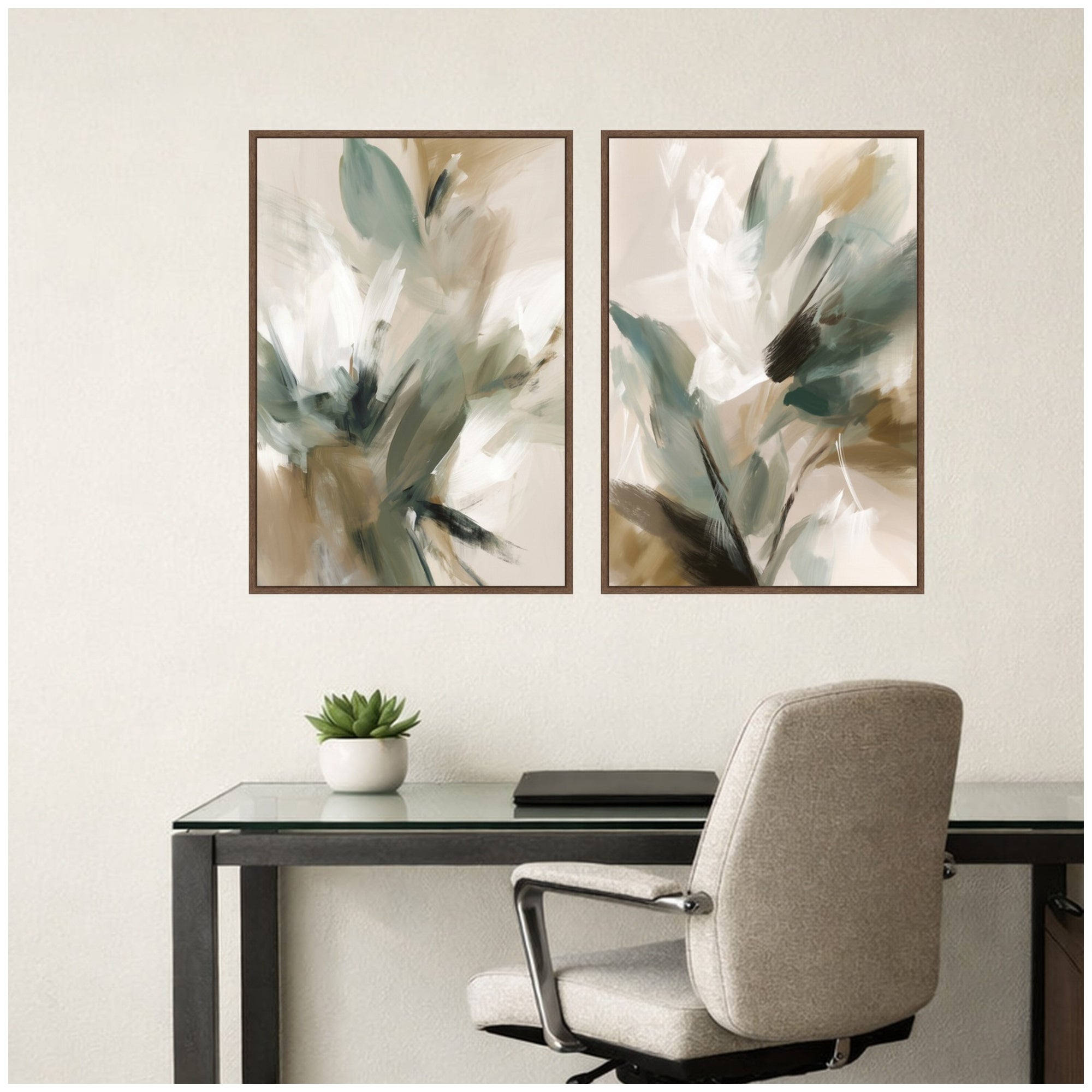 Framed Canvas Sylvie Walnut 2 Piece Set 23x33 6