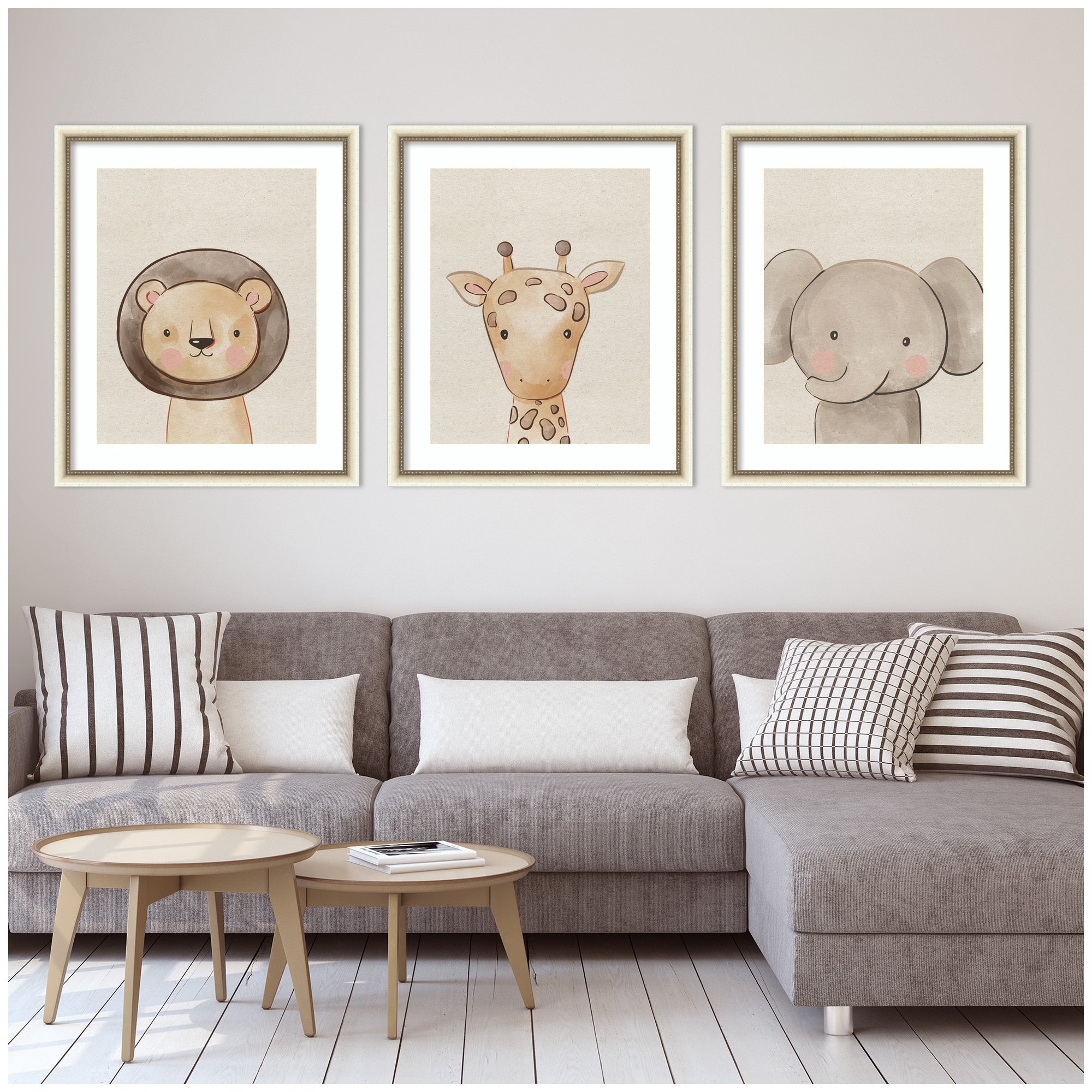 Baby Animal Portrait 3 Piece Framed Wall Art Print Set by The Creative Bunch Studio