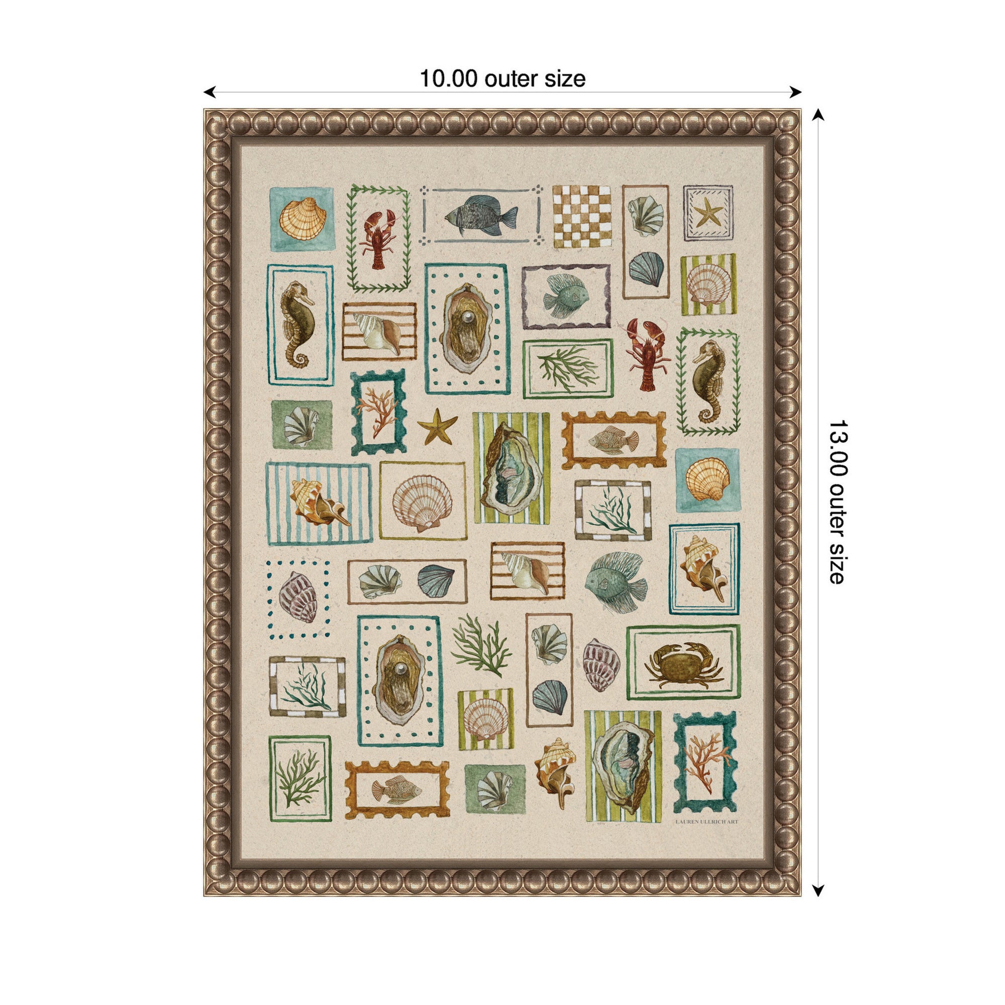 Framed Canvas Sylvie Beaded Dark Gold 10x13 2
