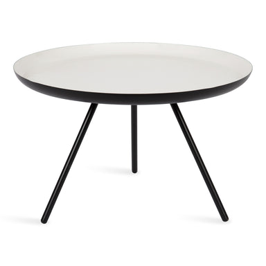 Coffee Table White Black 25" Diameter 1