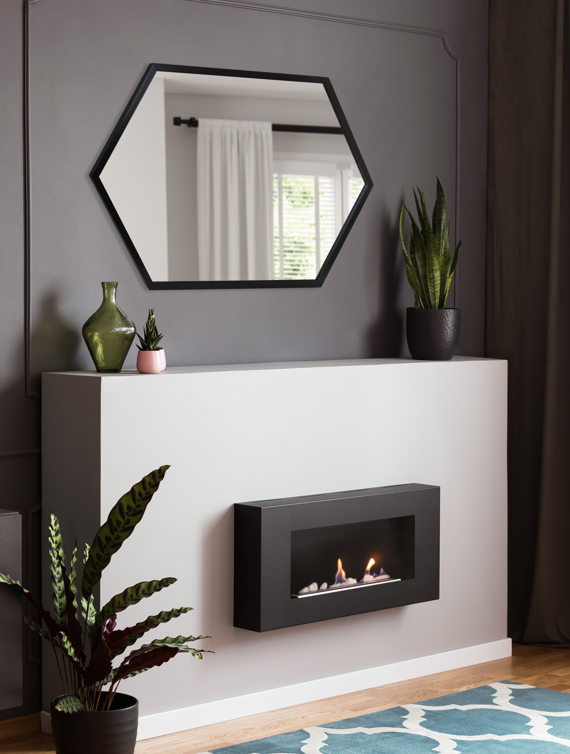 Laverty Framed Hexagon Wall Mirror
