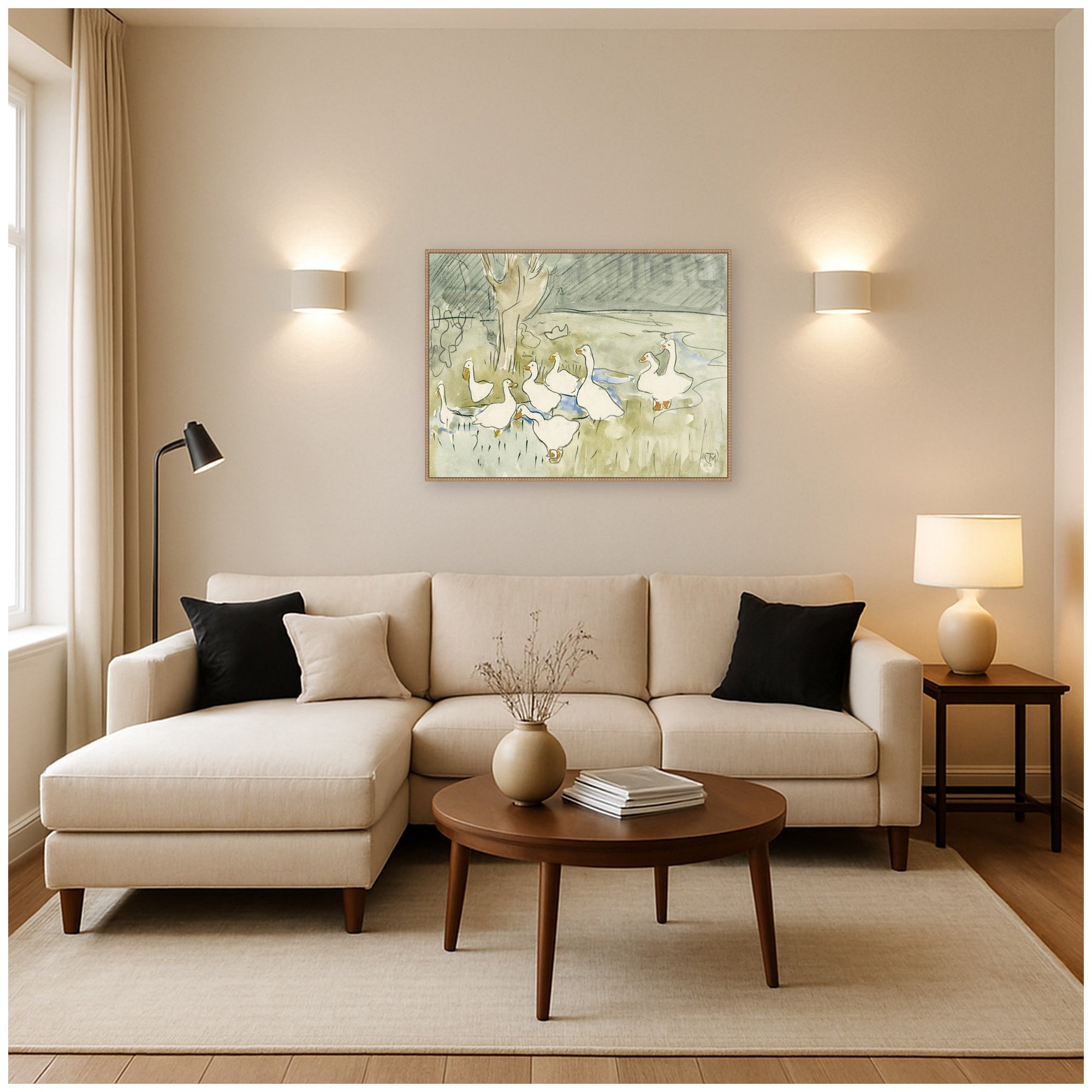 Ducks 1917 Theo van Hoytema by Nostalgia Prints Framed Canvas Wall Art Print
