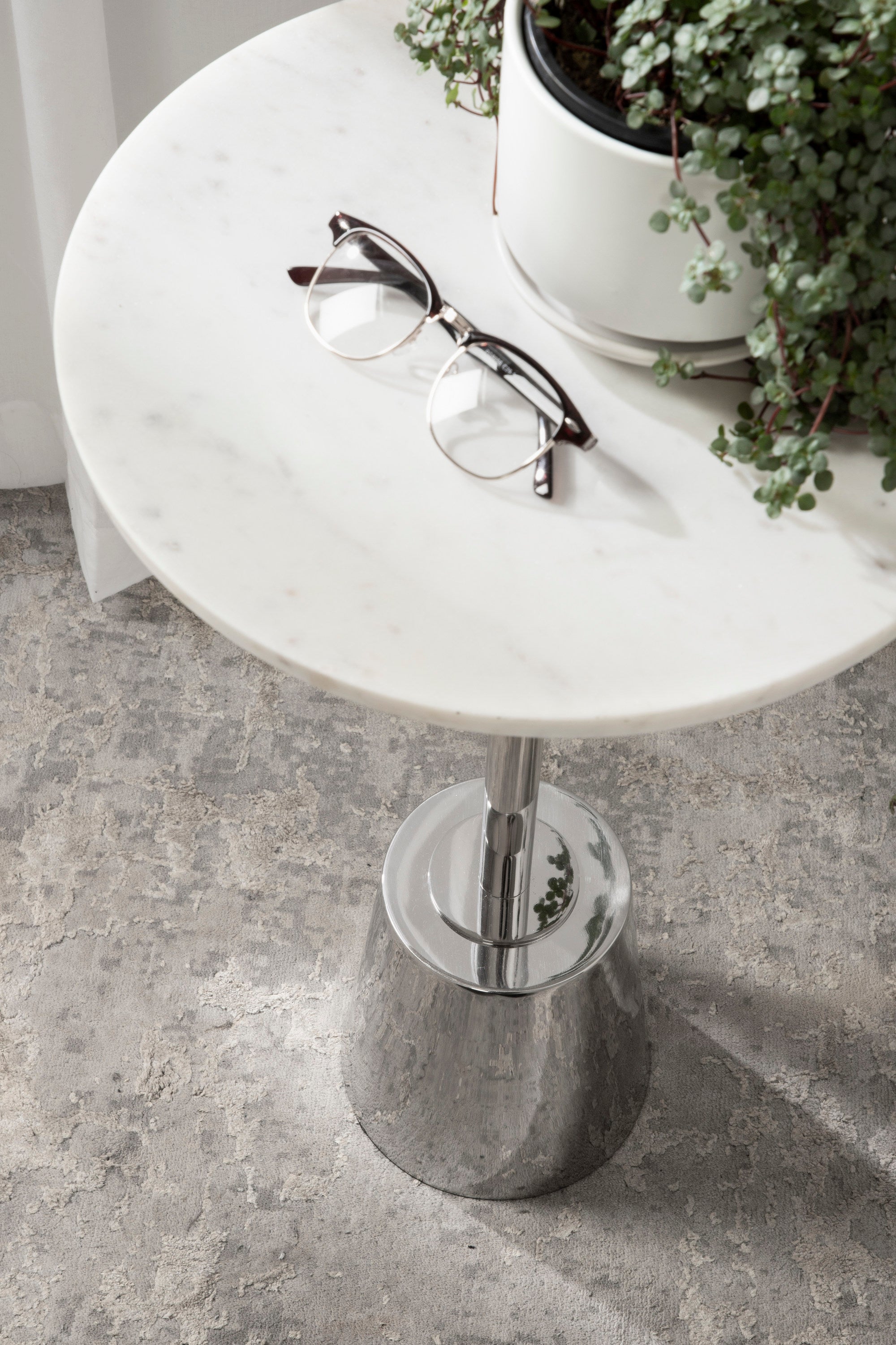 Side Table White Silver 14x14x24 7
