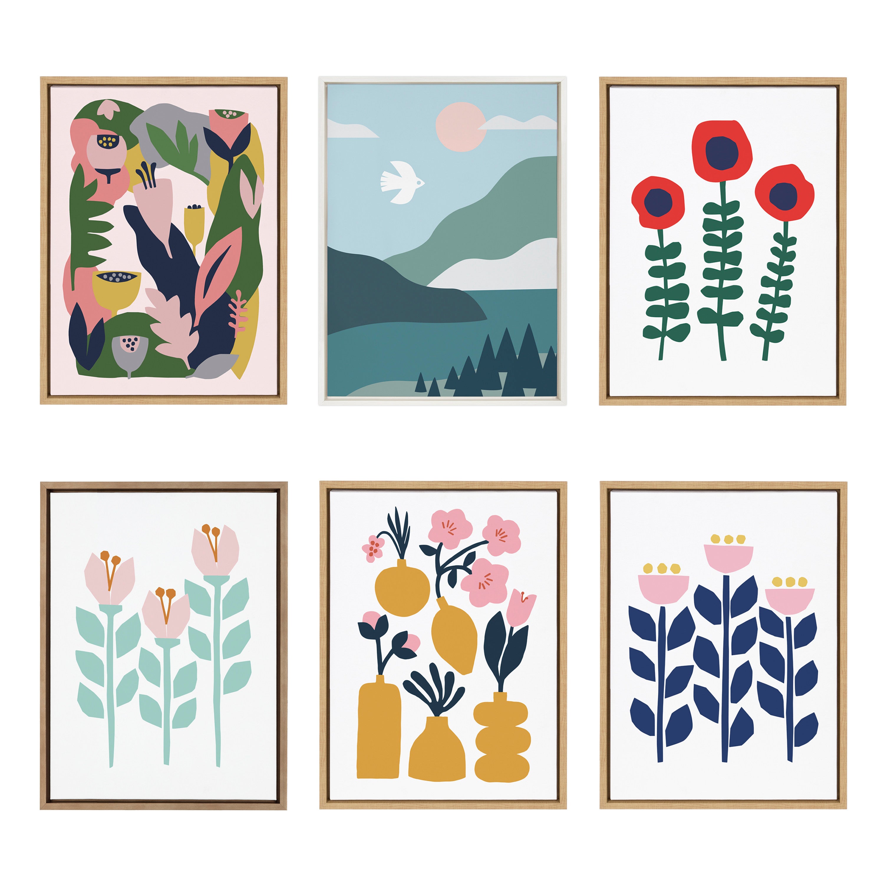 Sylvie Nordic Flowers Framed Canvas by Myriam Van Neste