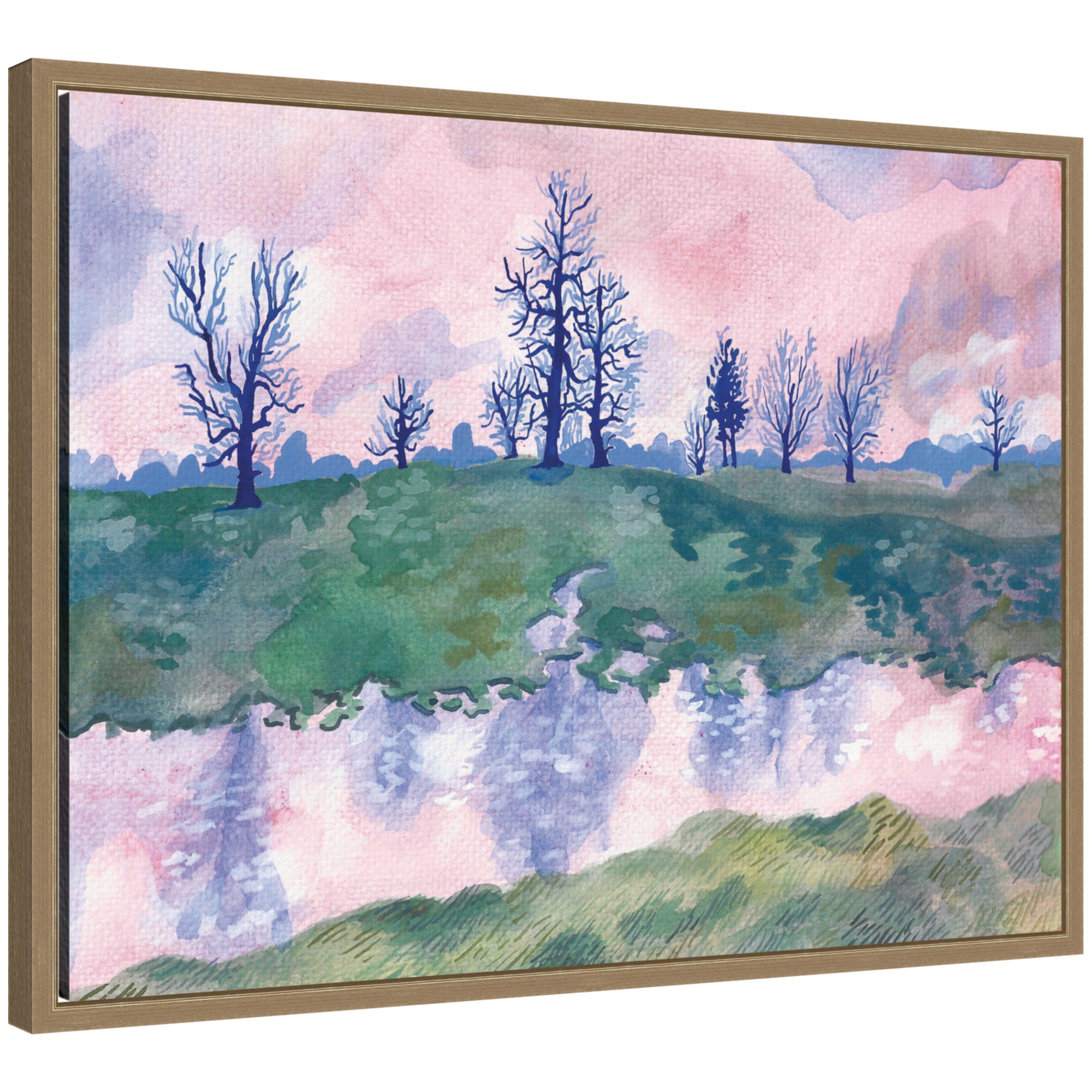 Lonely Oaks by Lucia Gianello Framed Canvas Wall Art Print