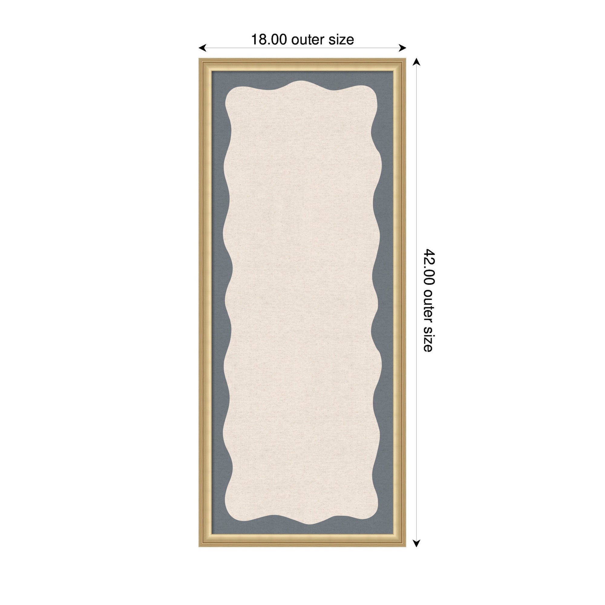 Framed Fabric Pinboard Wavy Linen and Smokey Blue Wall Organization