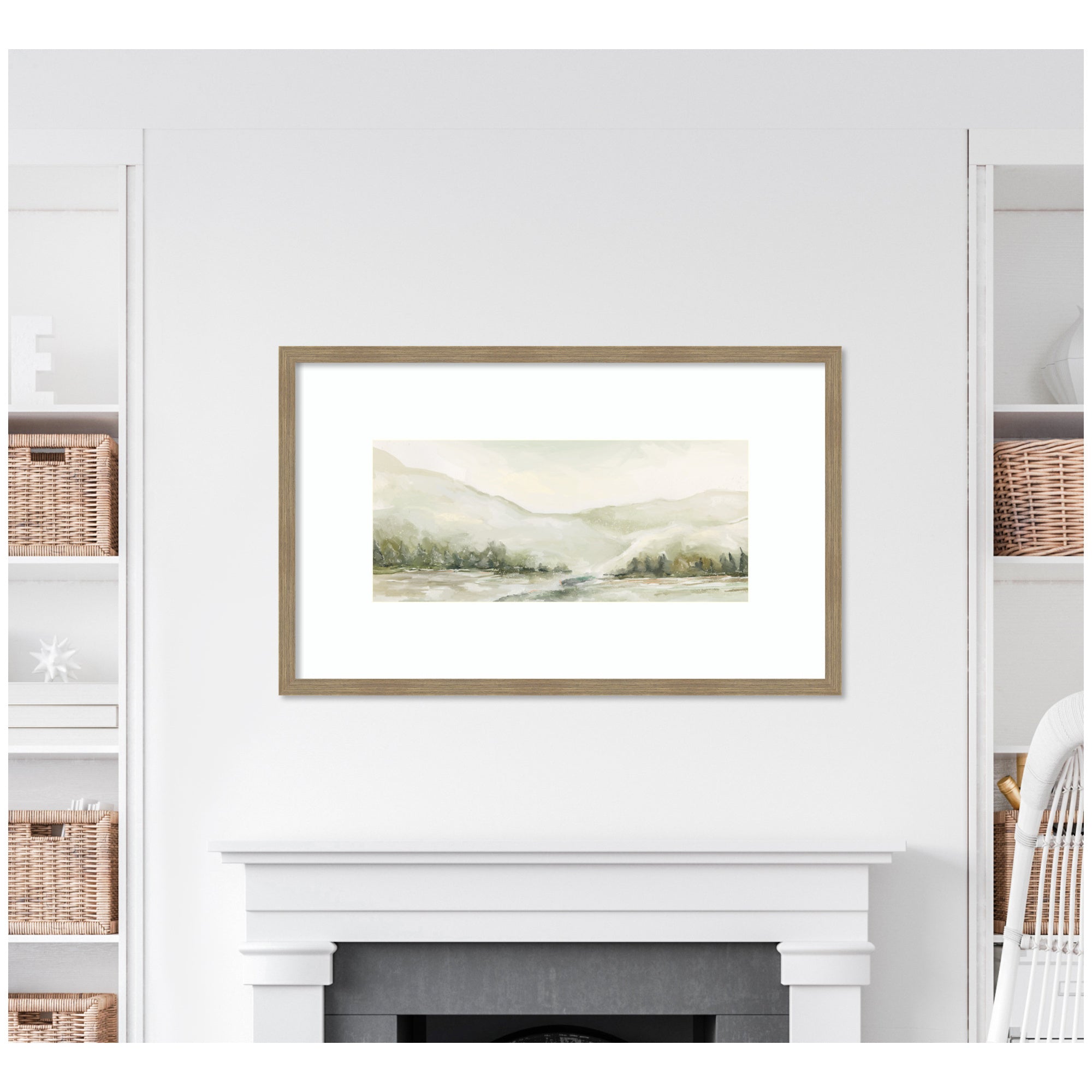 Framed Art Woodgrain Stripe Mocha 42x26 7