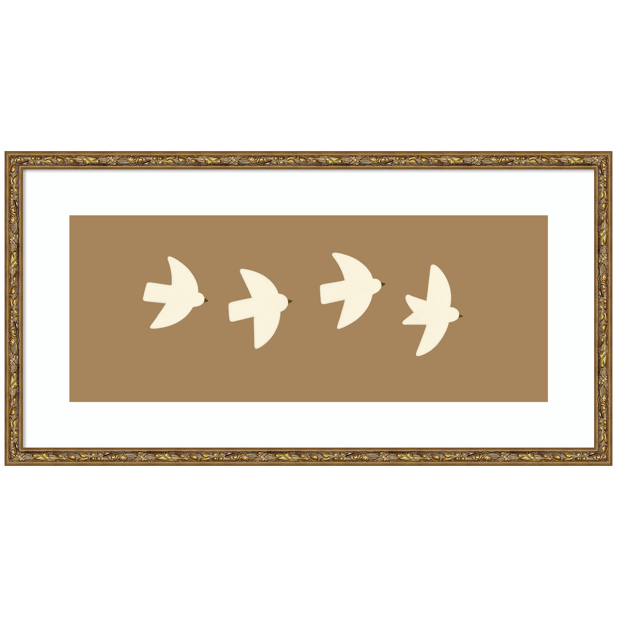 Minimalist Birds Panel 2 Brown by Laura Moss Framed Wall Art Print