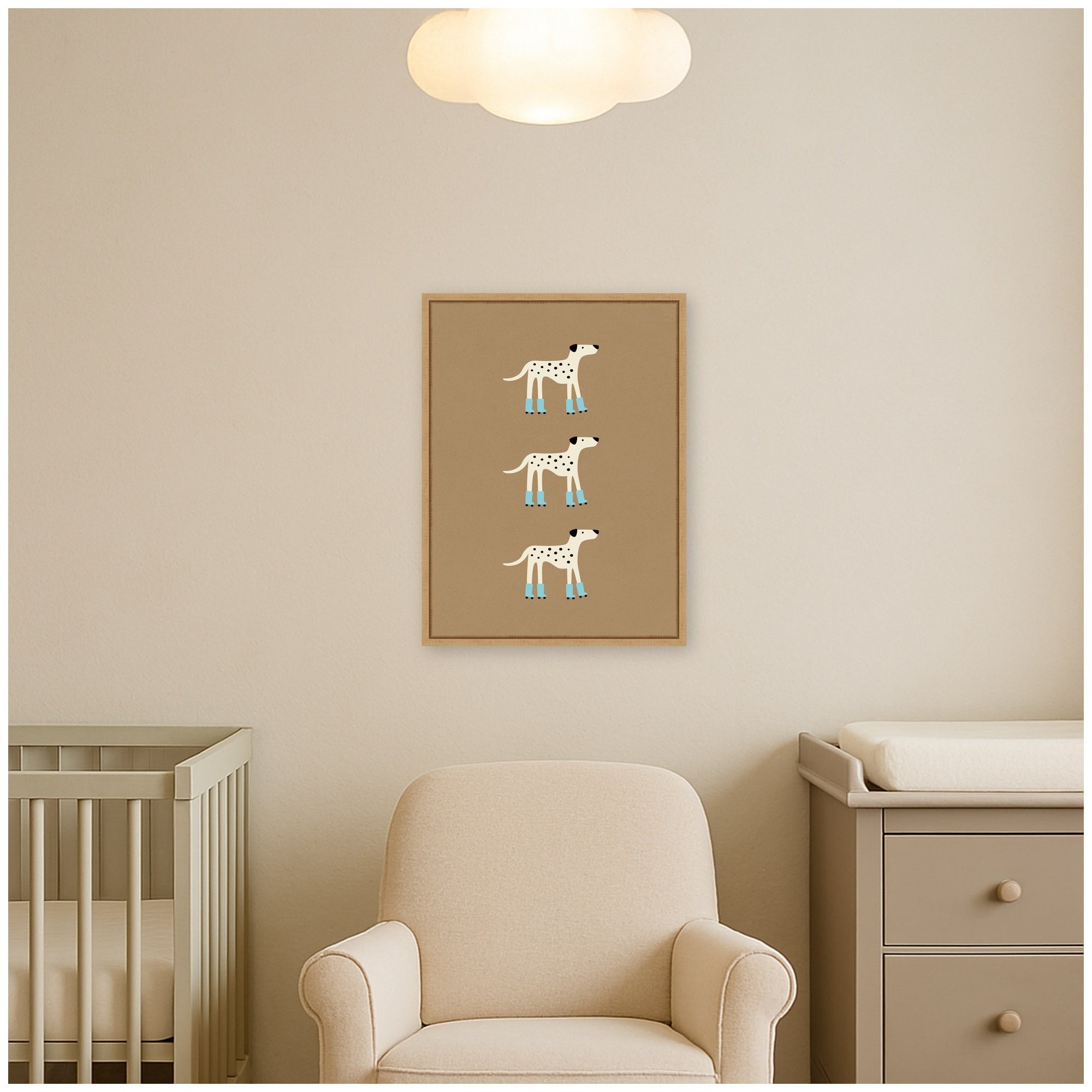 Playful Roller Skating Dalmatians by Laura Moss Framed Canvas Wall Art Print