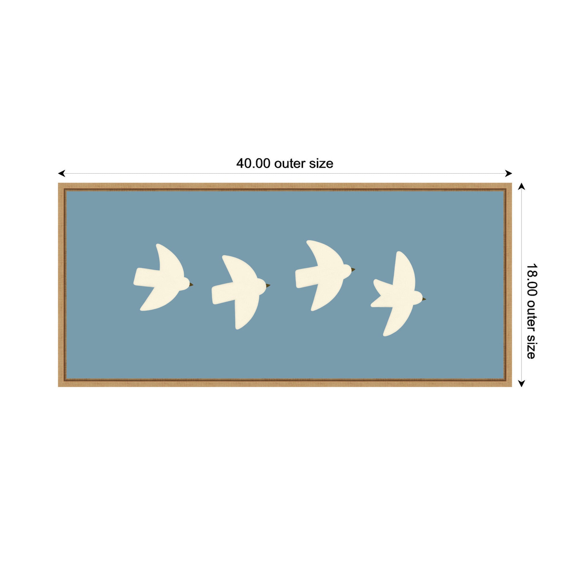 Minimalist Birds Panel Blue by Laura Moss Framed Canvas Wall Art Print