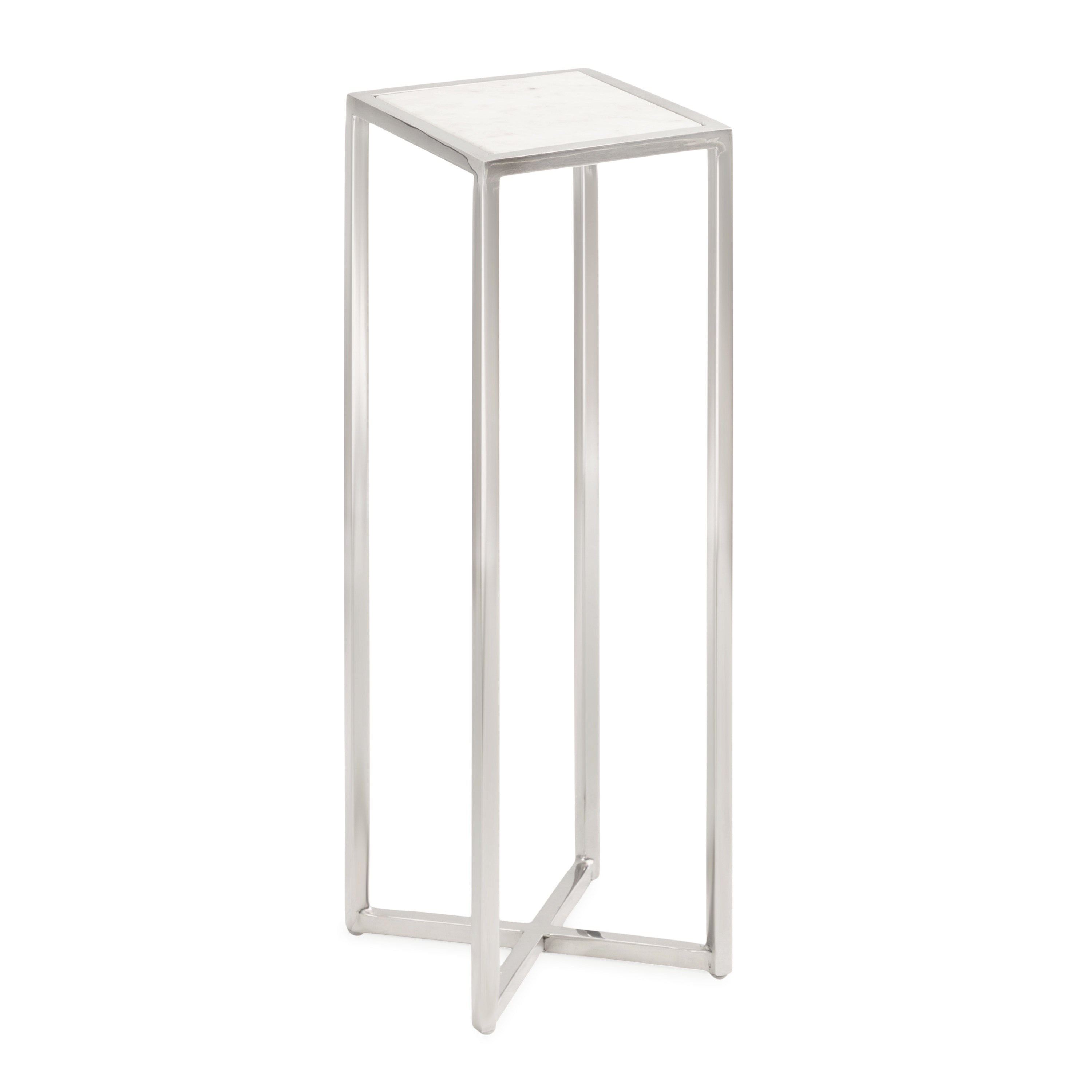 Drink Table White Silver 7x7x21 1