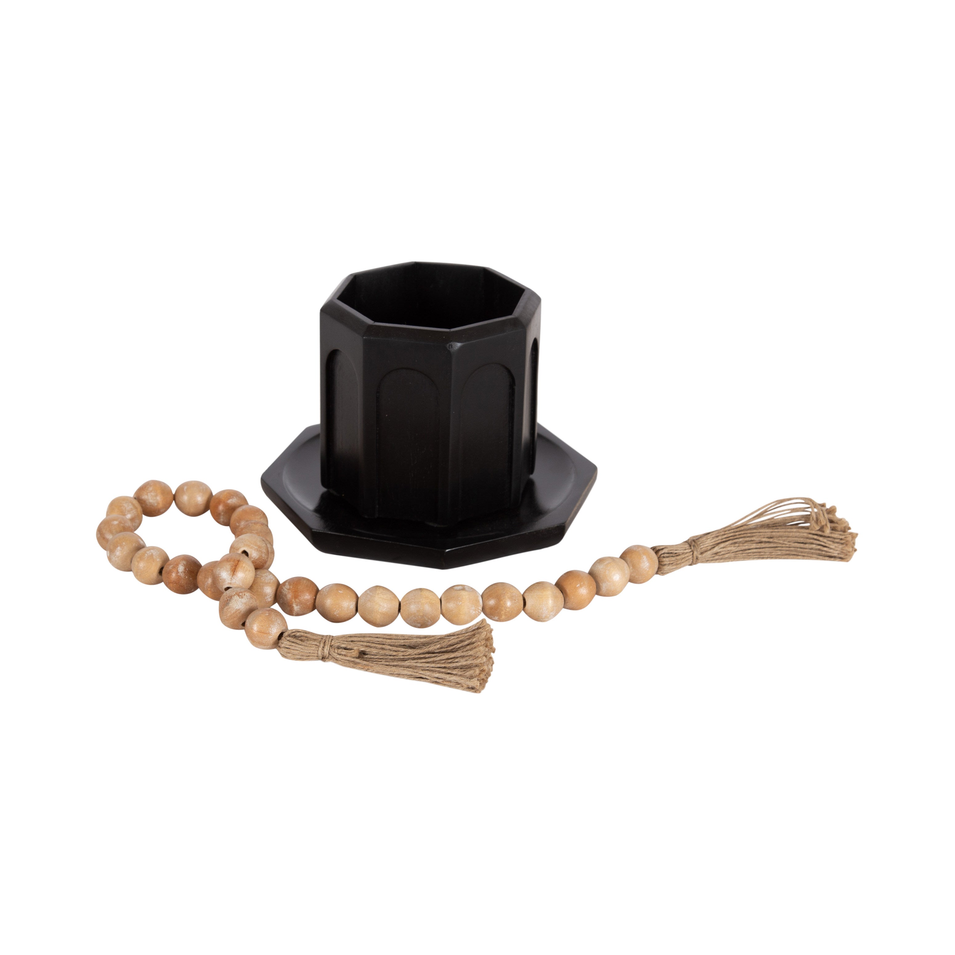 Decorative Accessory Set Black Natural Beige 3 Piece 6