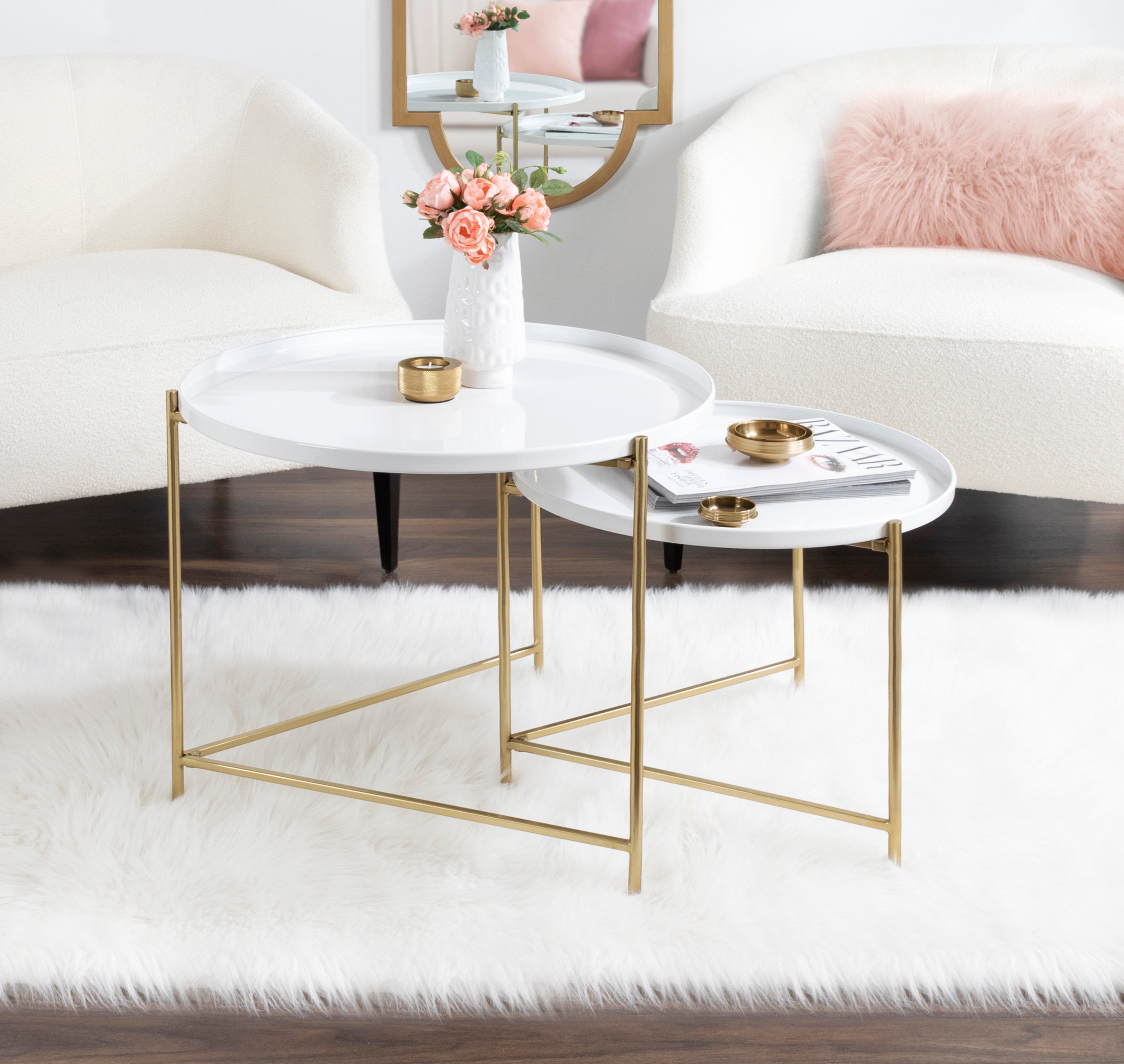 Nesting Table White Gold 2 Piece 7