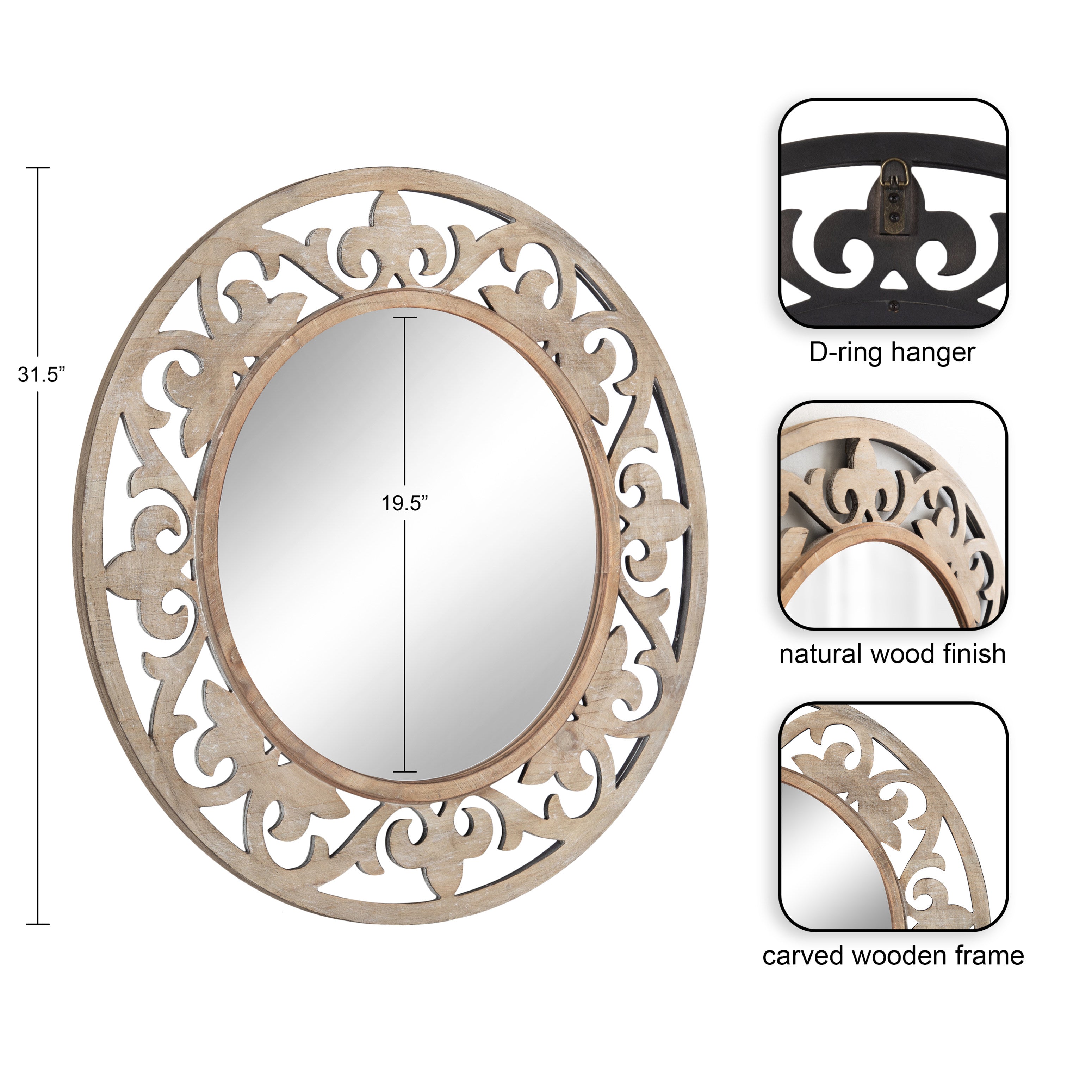 Shovali Rustic Round Mirror