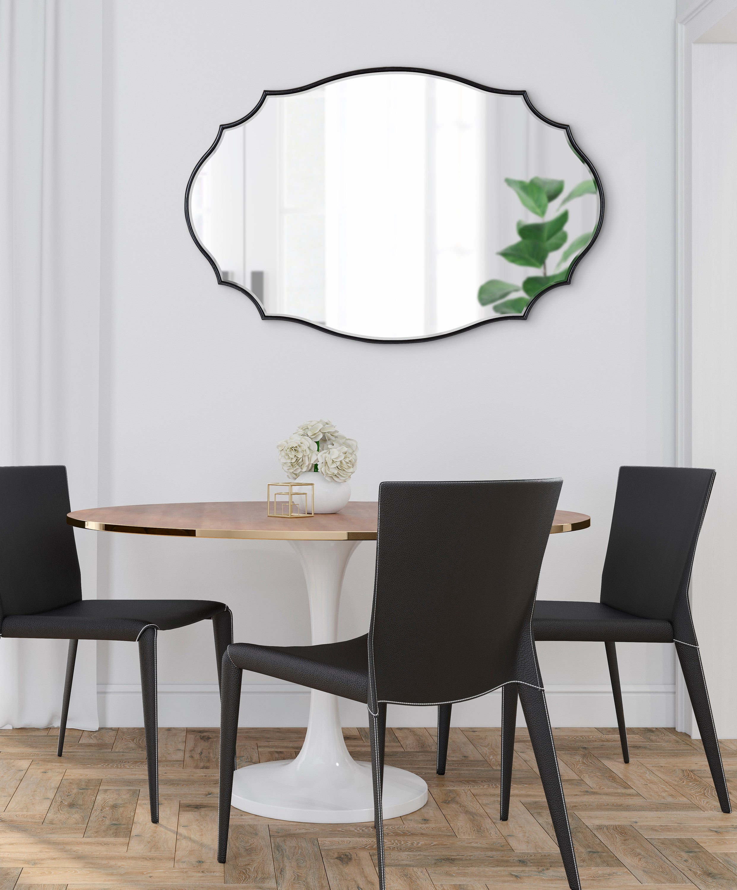 Scallop Mirror Black 24x36 7