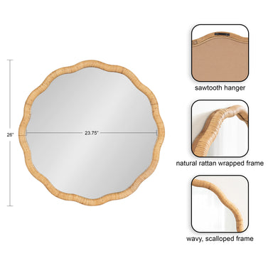 Scallop Mirror Natural 26x26 2