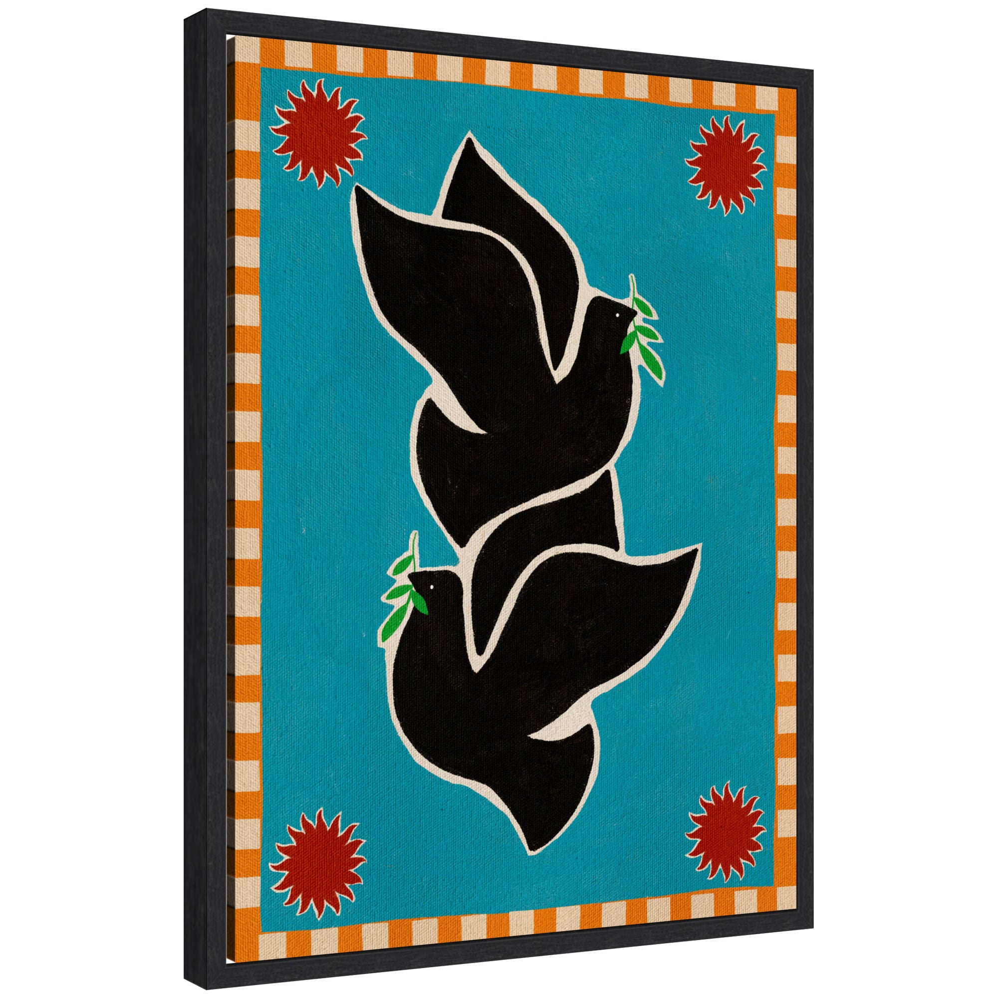 Sylvie Lush Duo 4 Birds Framed Canvas by Shatha Al Dafai