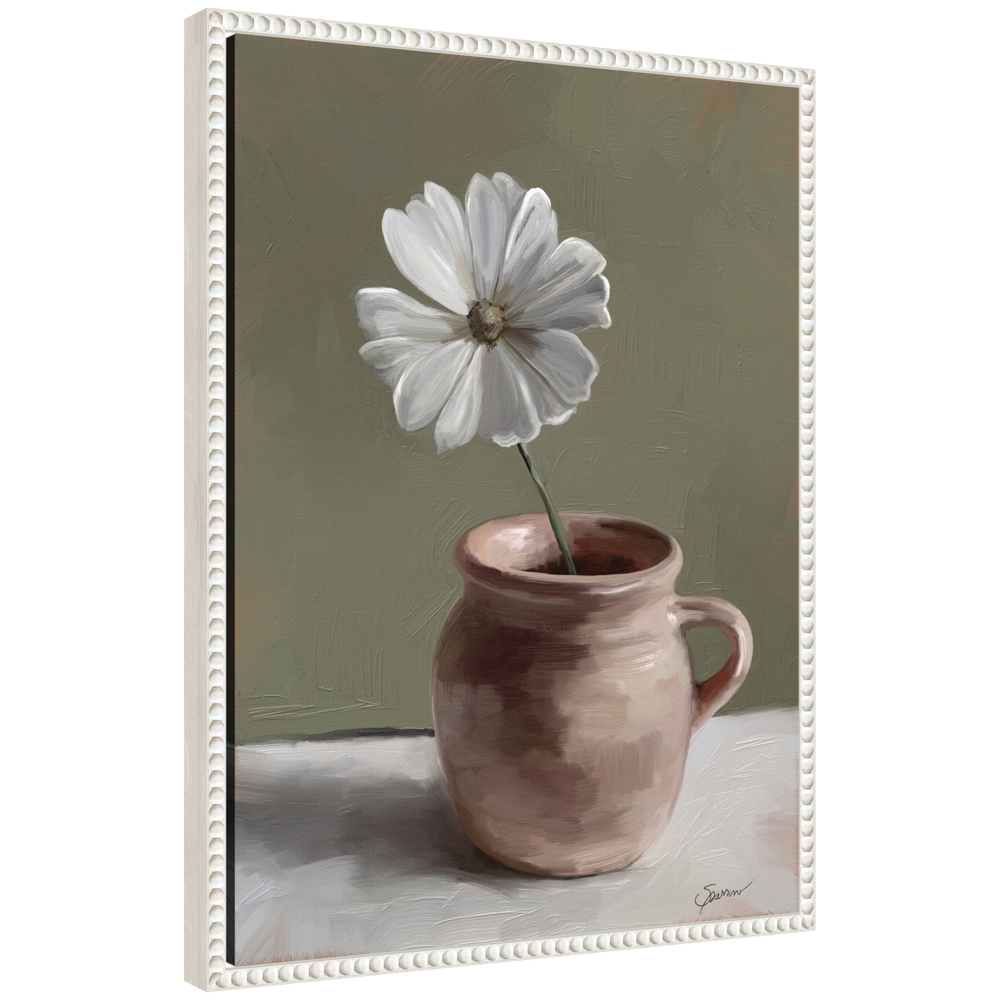 Framed Canvas 18x24 Sylvie Beaded White 1