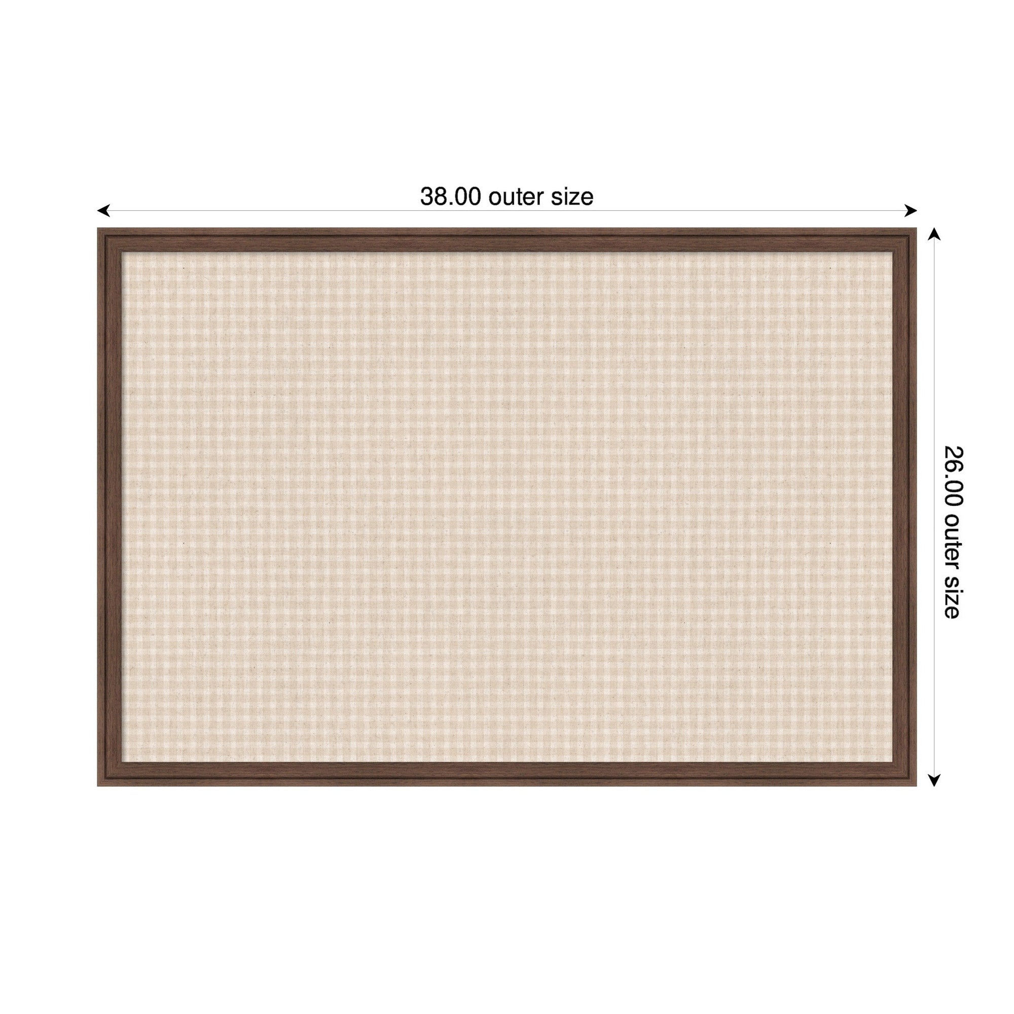 Framed Fabric Pinboard Mini Gingham Neutral Linen Wall Organization