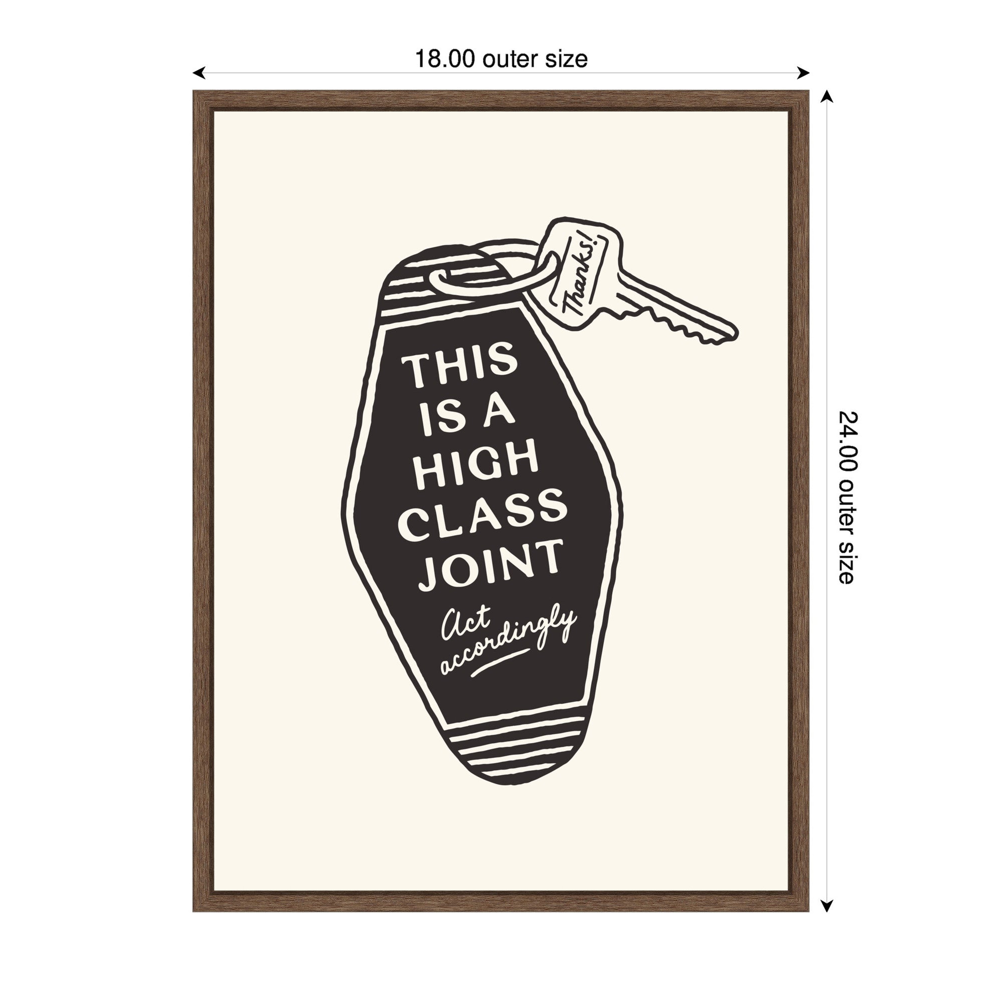 Retro Keychain This is a High Class Joint Black and White by Lucky Guava Framed Canvas Wall Art Print