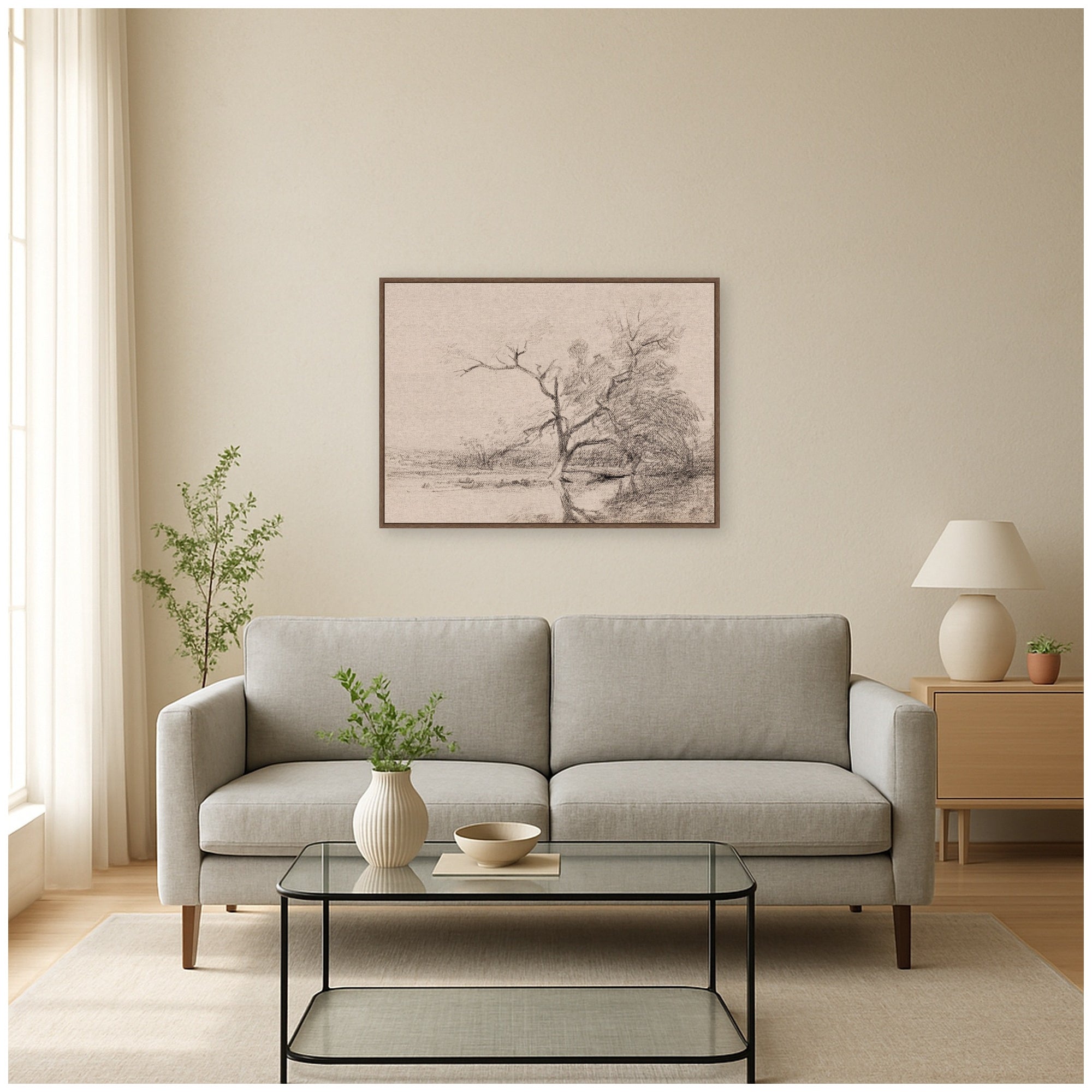 Framed Canvas 38x28 Sylvie Walnut 6