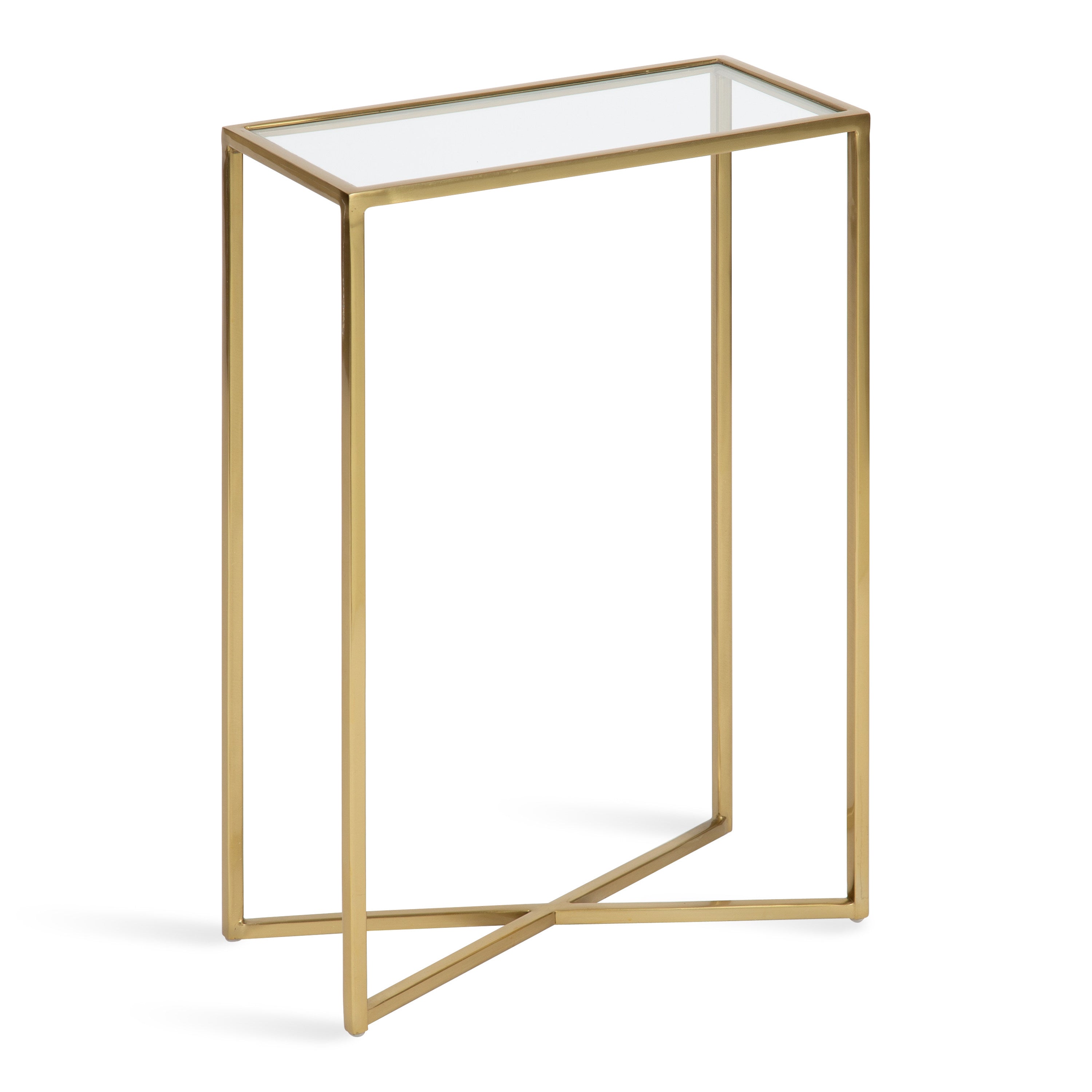 Side Table Clear Gold 16x8x24 1