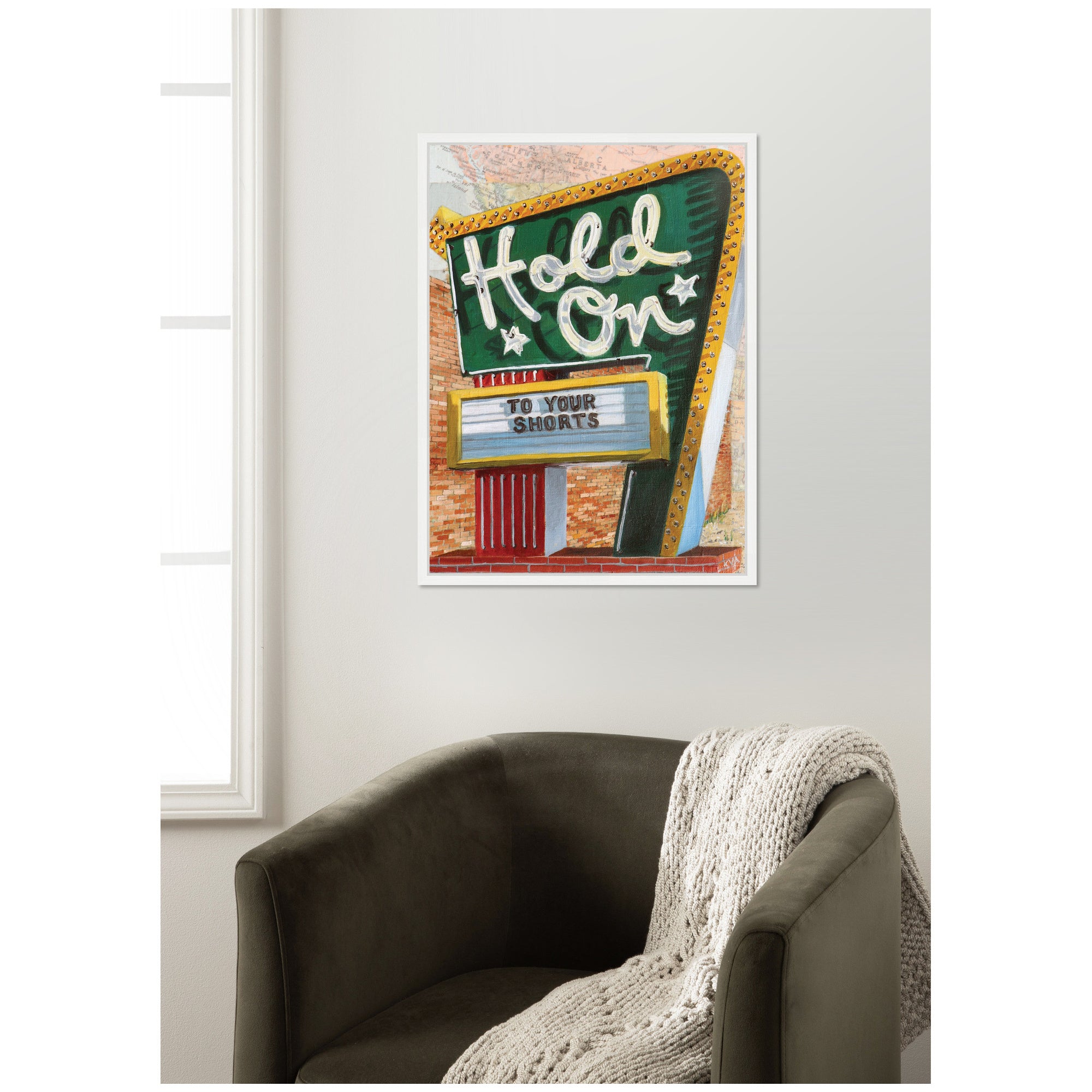 Hold On To Your Shorts by Krista V. Allenstein Framed Canvas Wall Art Print