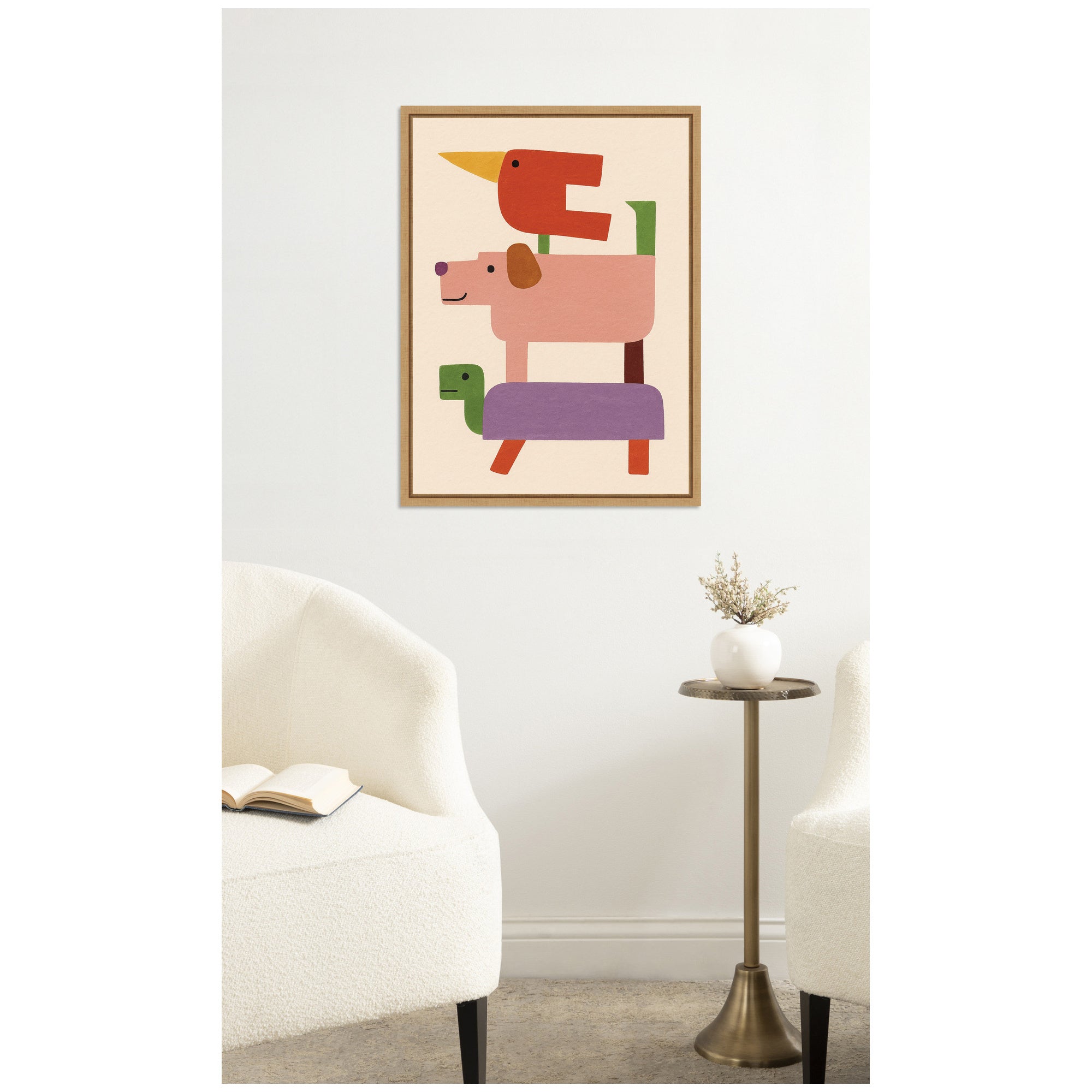 Stacked Animals by Laura Moss Framed Canvas Wall Art Print