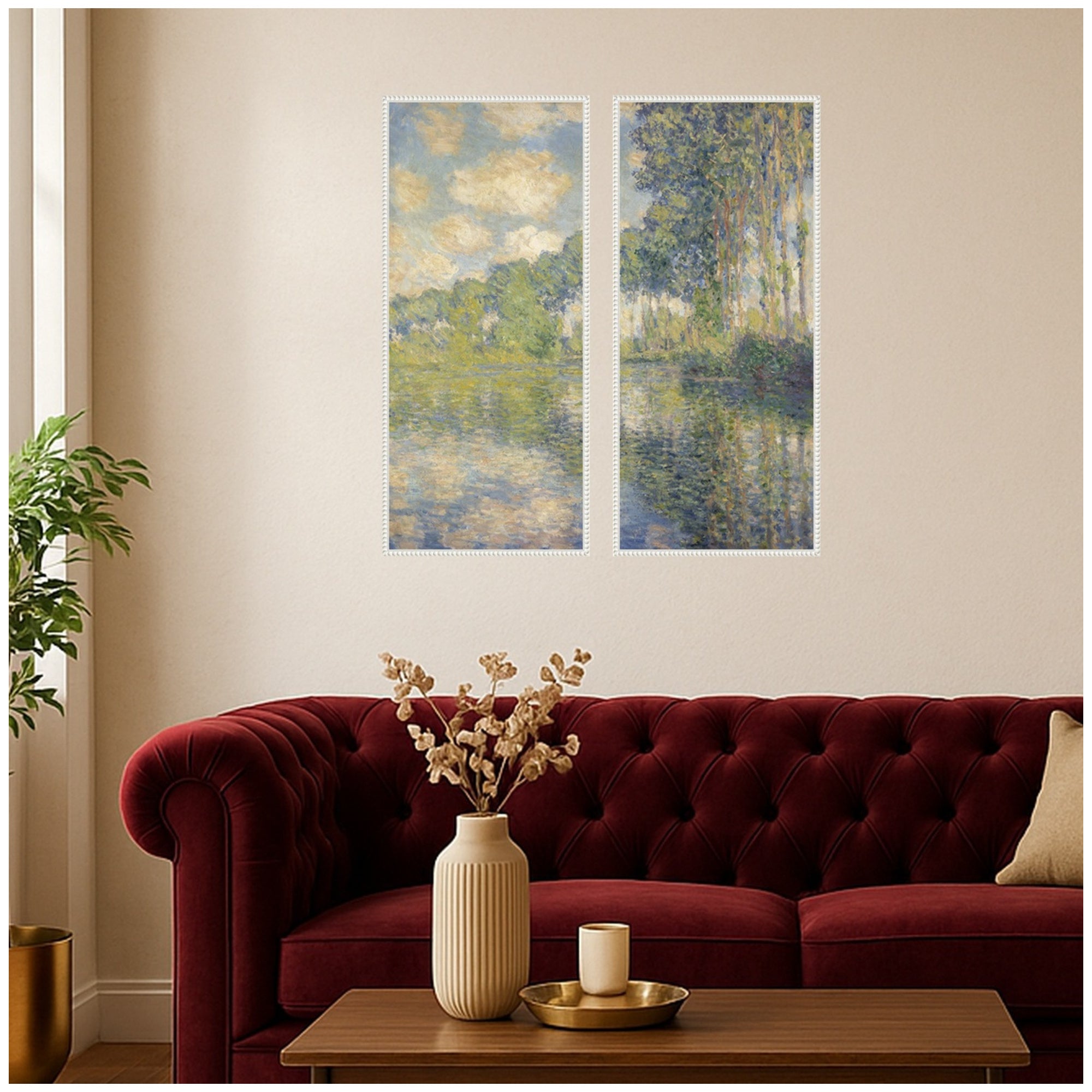 Art Set 2 Piece Set 18x40 Sylvie Beaded White 7