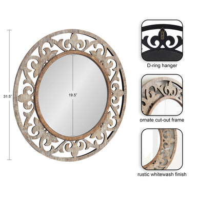 Round Mirror Distressed White 32" Diameter 2