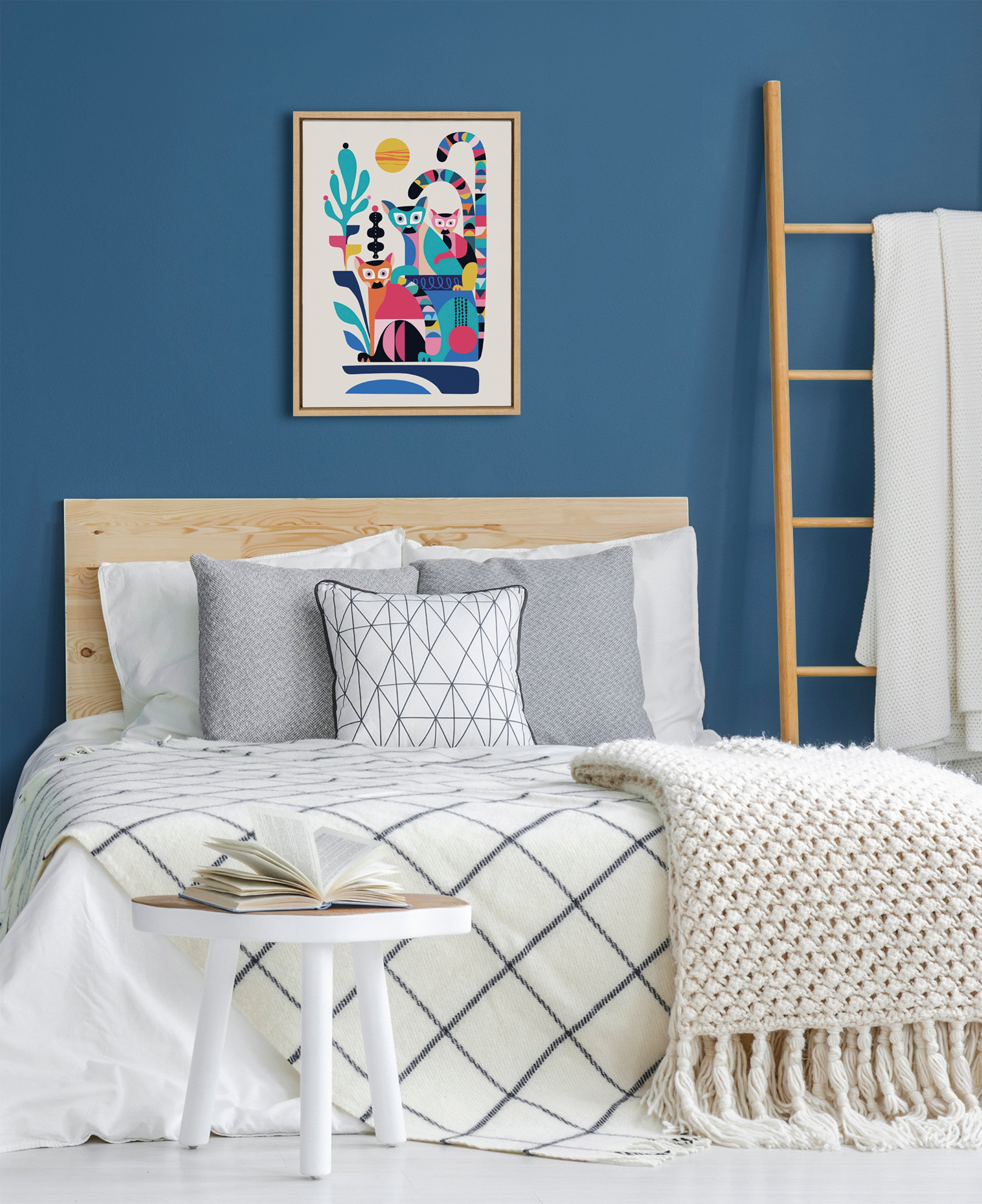 Sylvie Mid Century Modern Lemur Framed Canvas by Rachel Lee of My Dream Wall