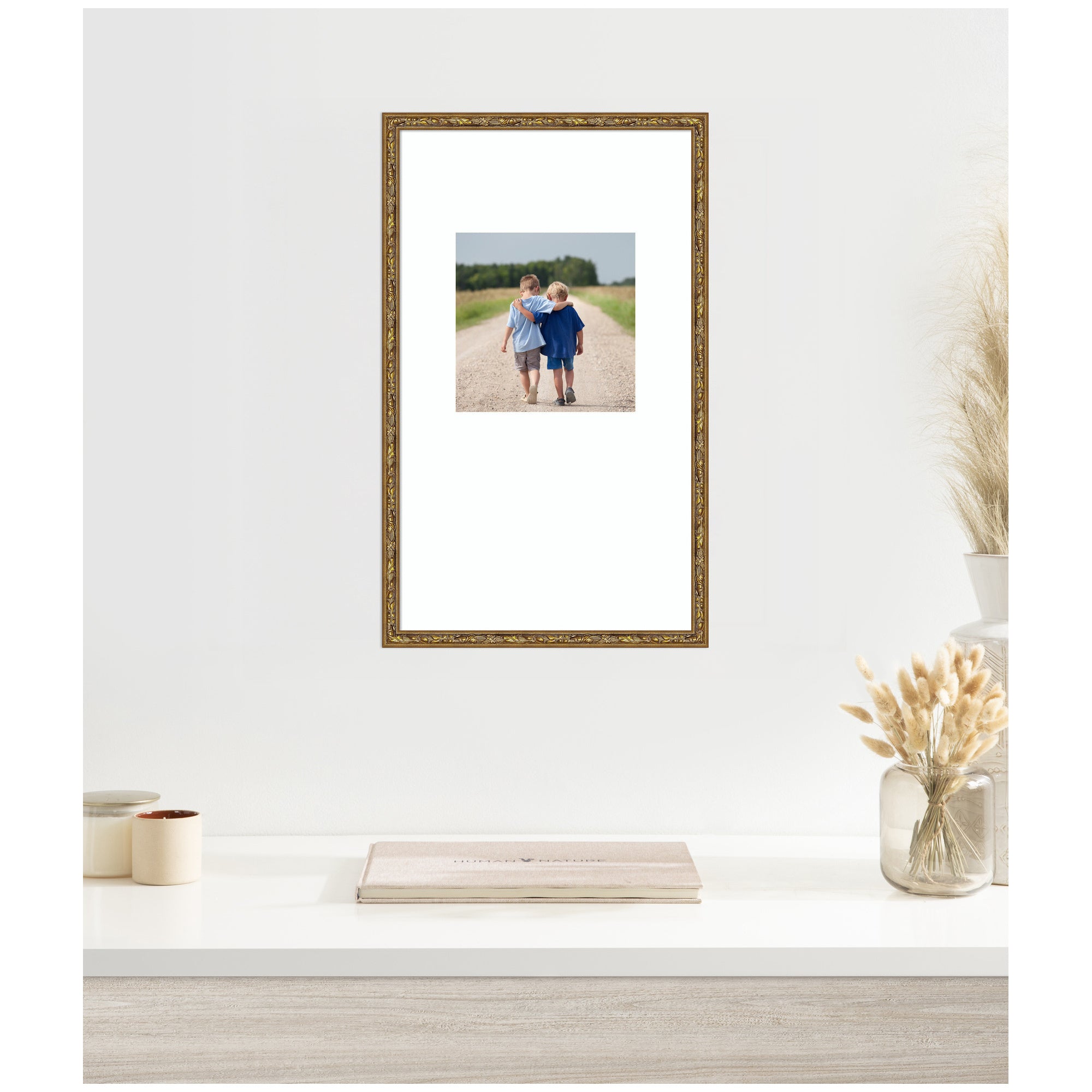 Wall Frame Belvedere Bronze 13x22 matted to 8x8 5