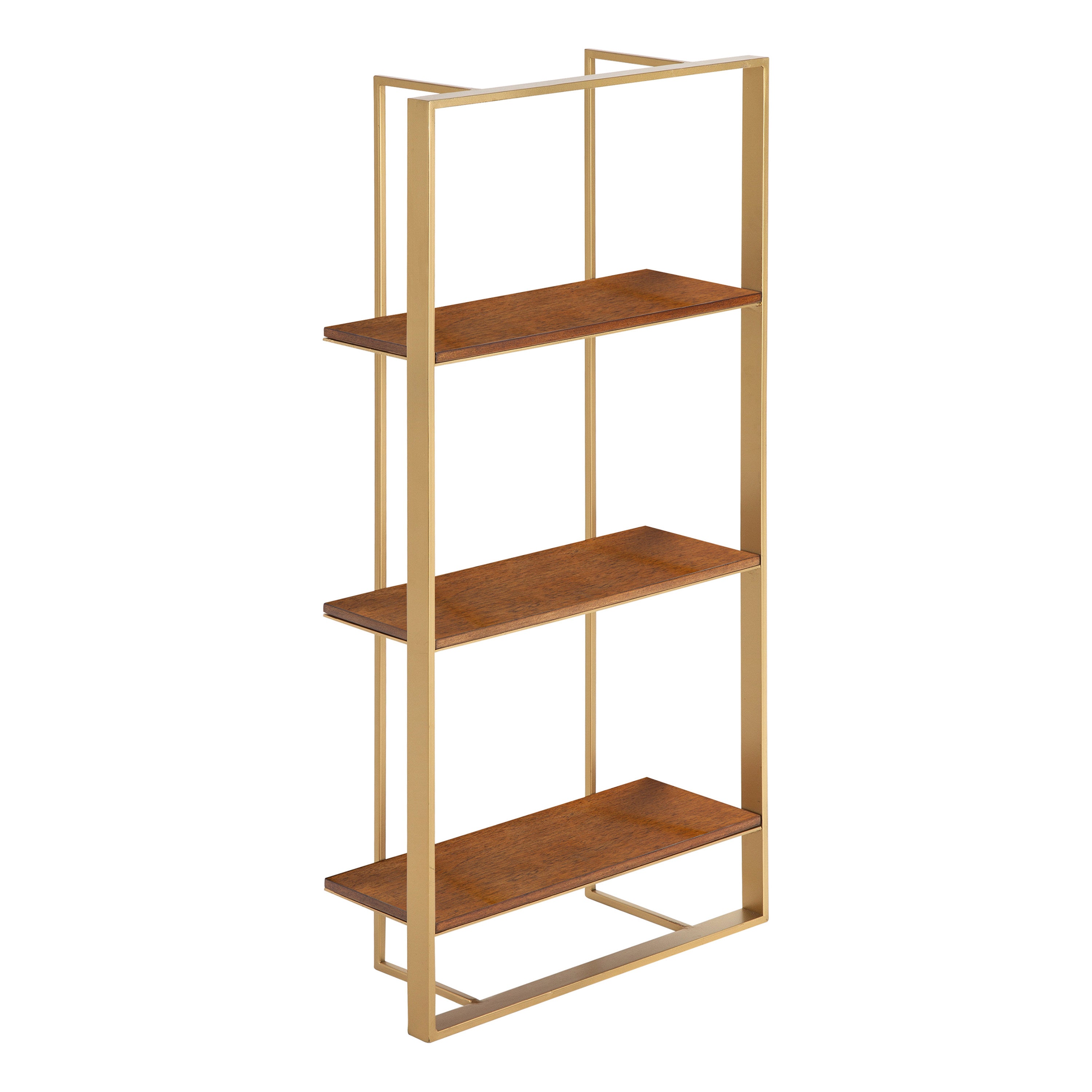 Accent Shelf 15x32 Walnut Brown Gold 1