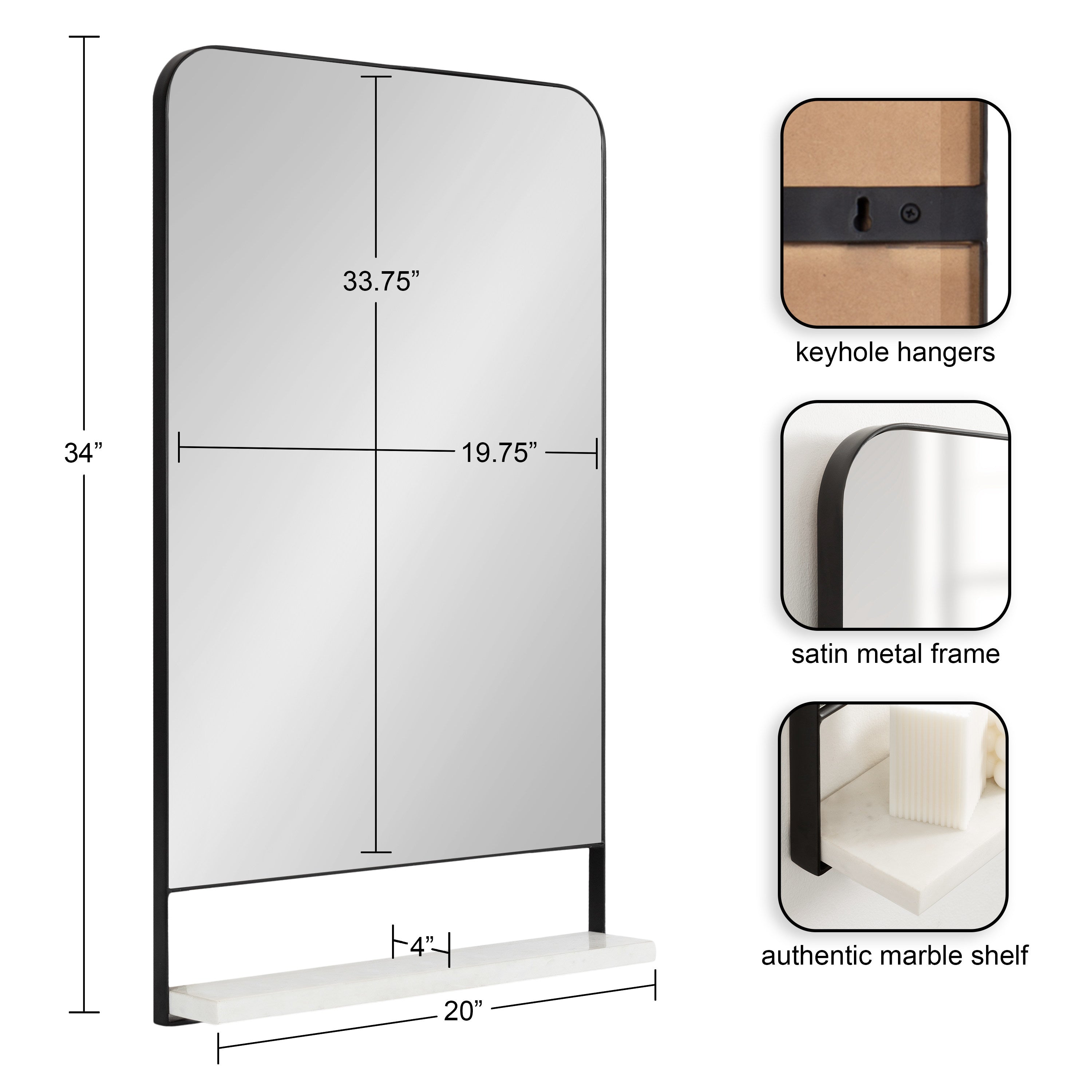 Functional Mirror Black 20x34 2