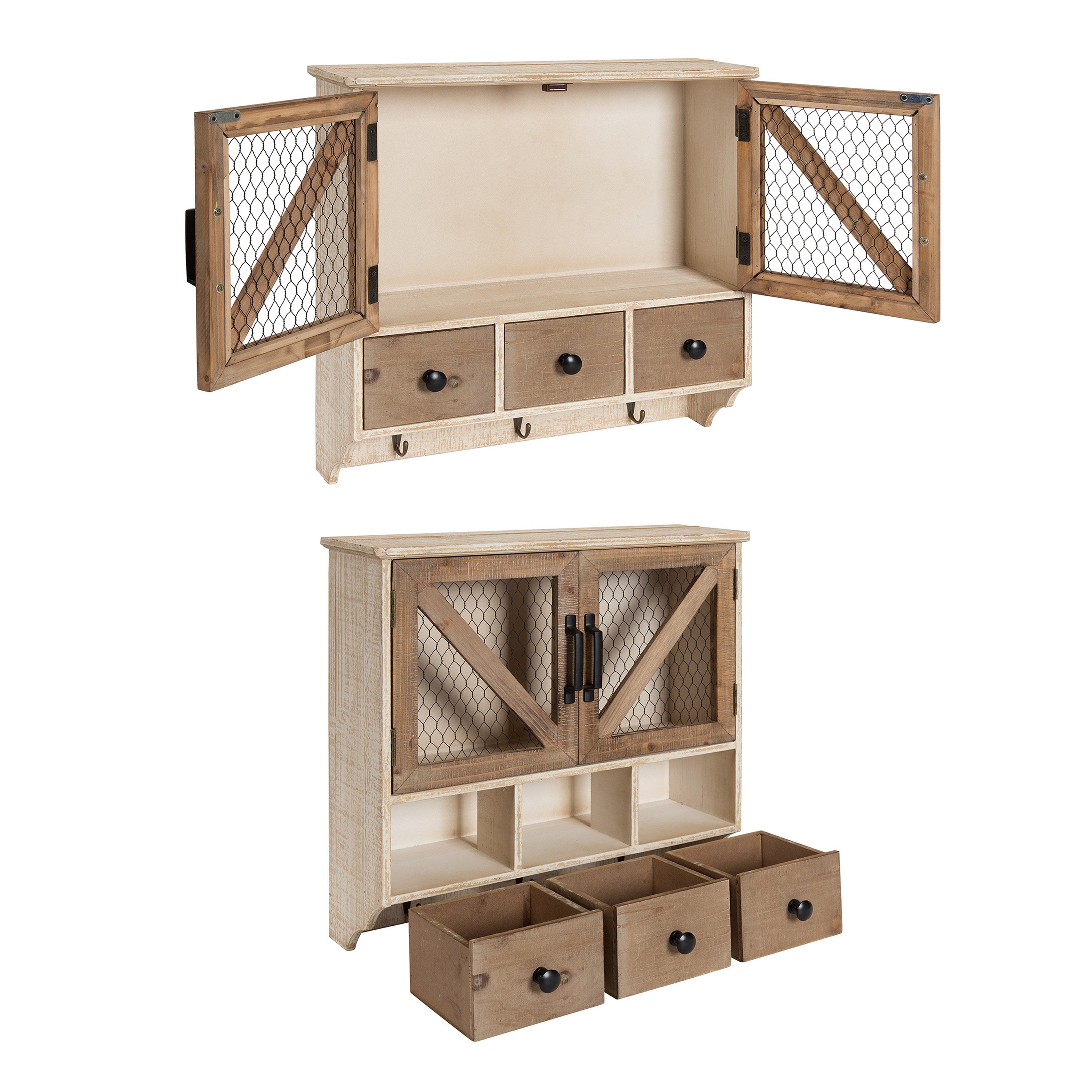Cabinet Rustic Brown White 21x6x20 4