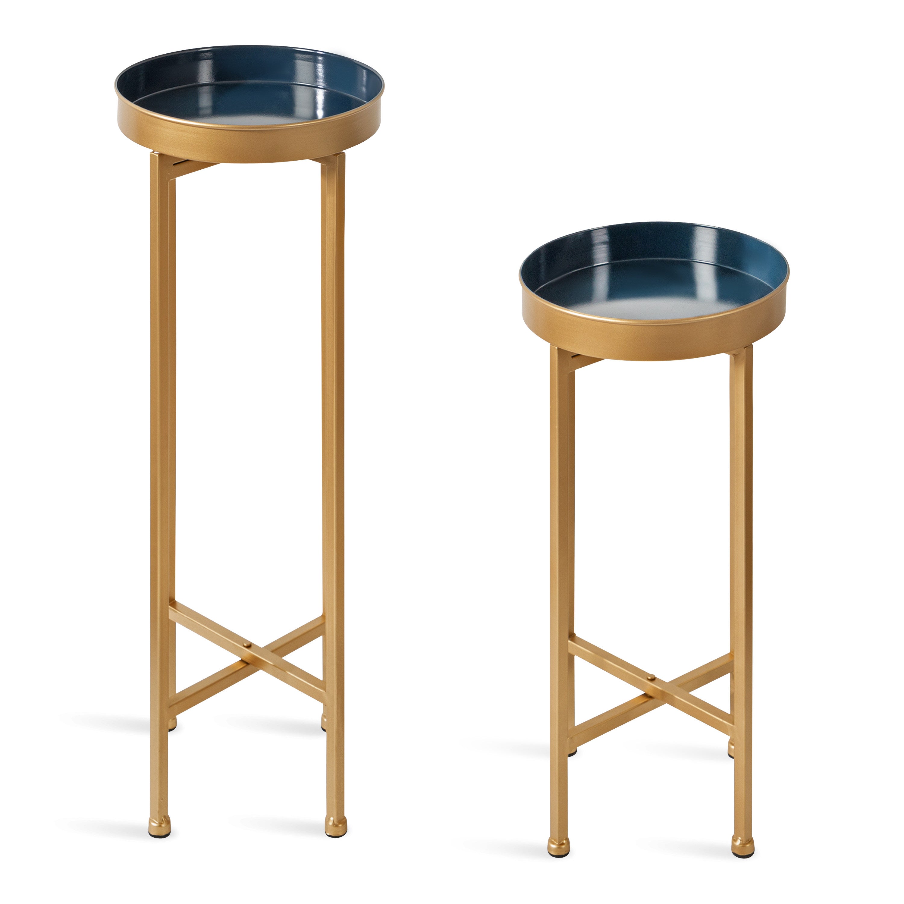 Nesting Table Navy Blue Gold 2 Piece 3
