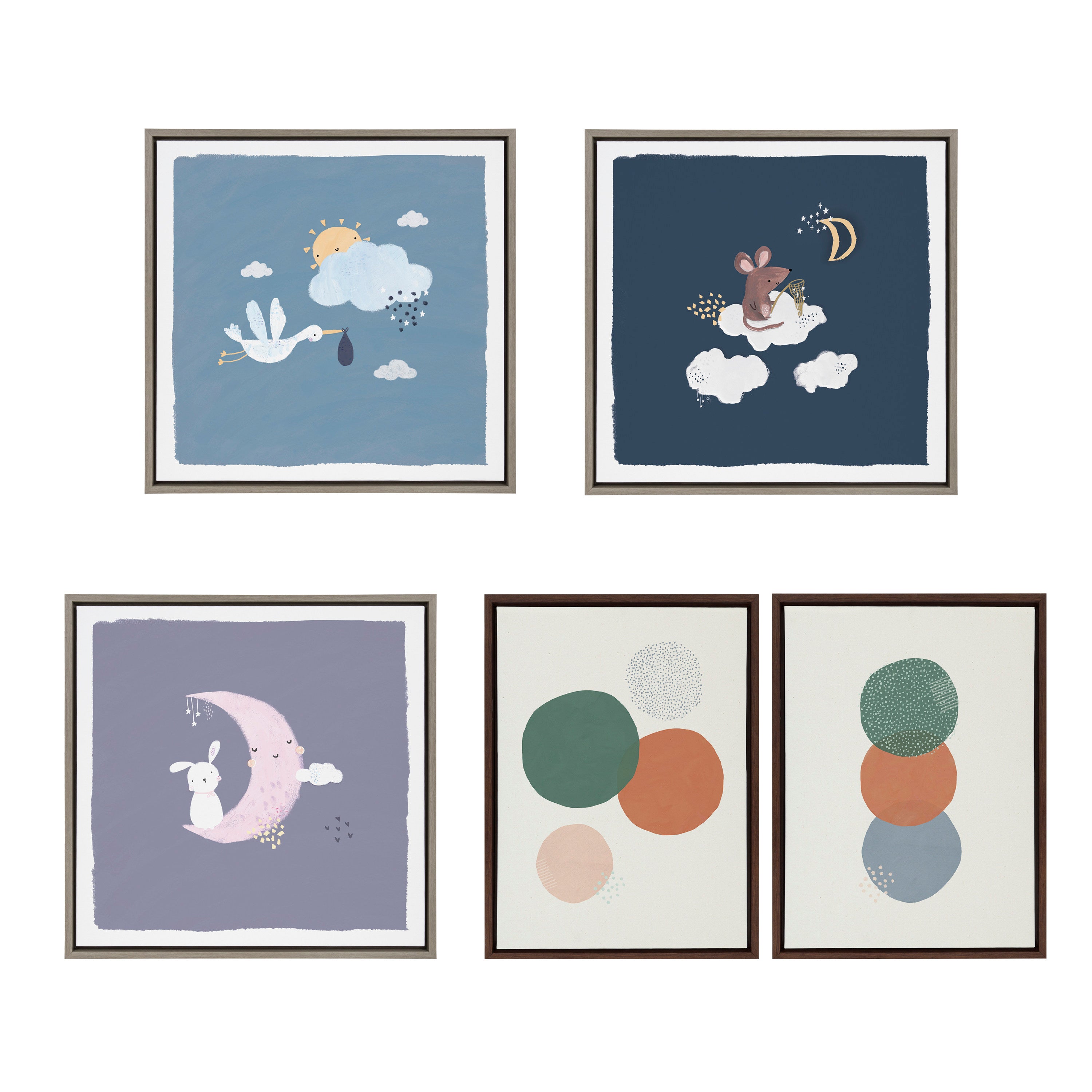 Sylvie Abstract Soft Circles Part 1 and 2 Framed Canvas Set by Lauradidthis
