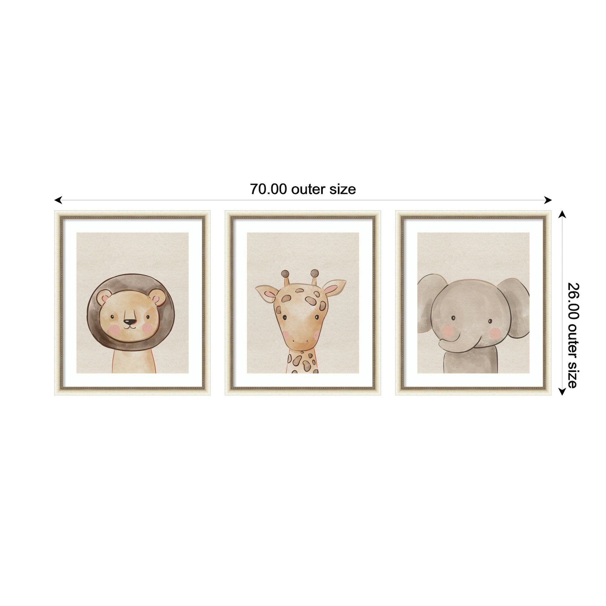 Baby Animal Portrait 3 Piece Framed Wall Art Print Set by The Creative Bunch Studio