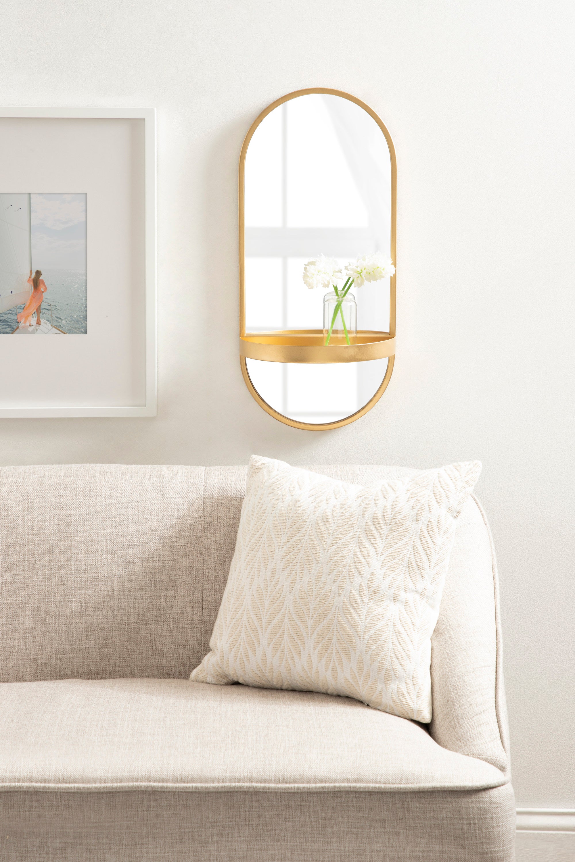 Estero Metal Wall Mirror with Shelf