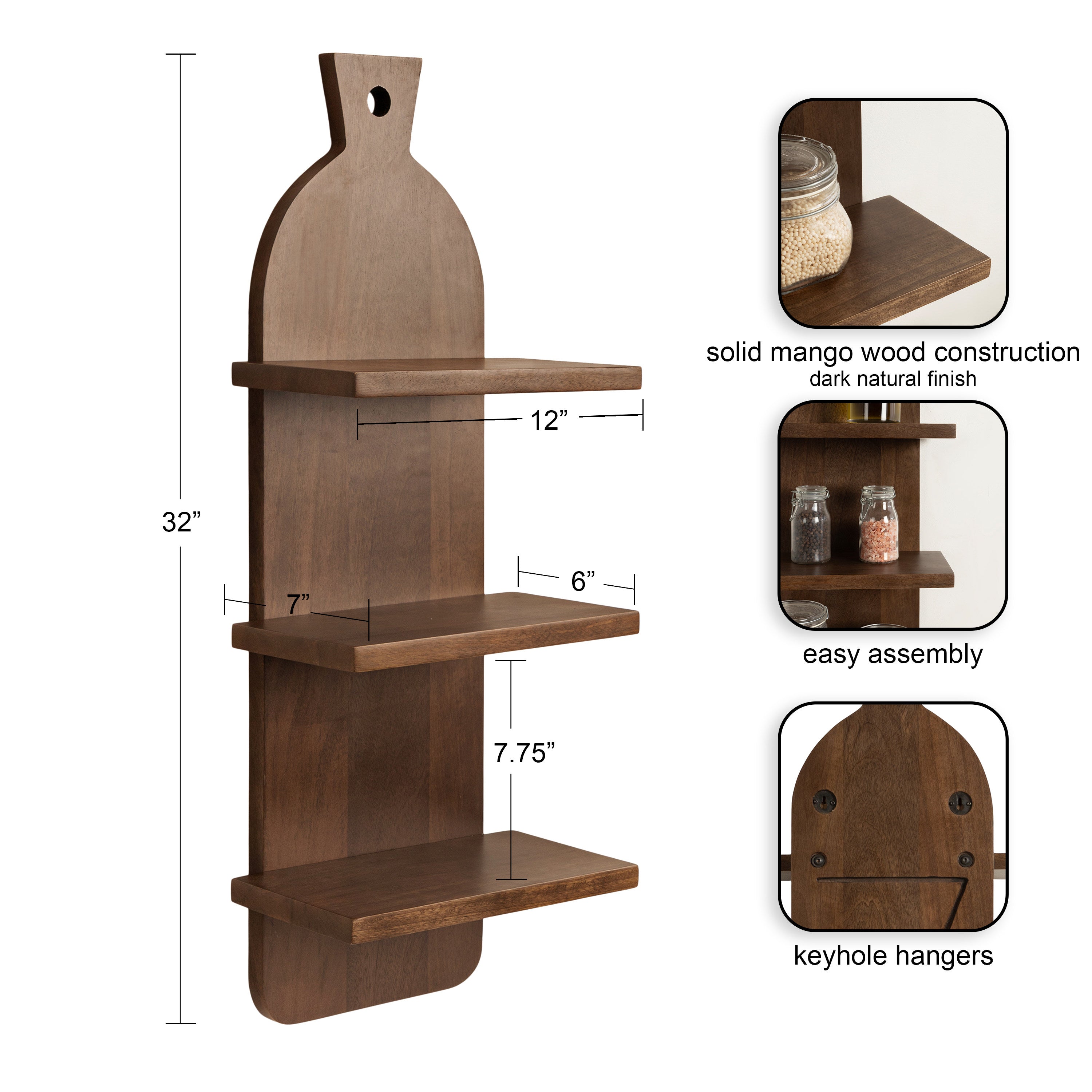 Braxton 3-Tier Wood Shelf