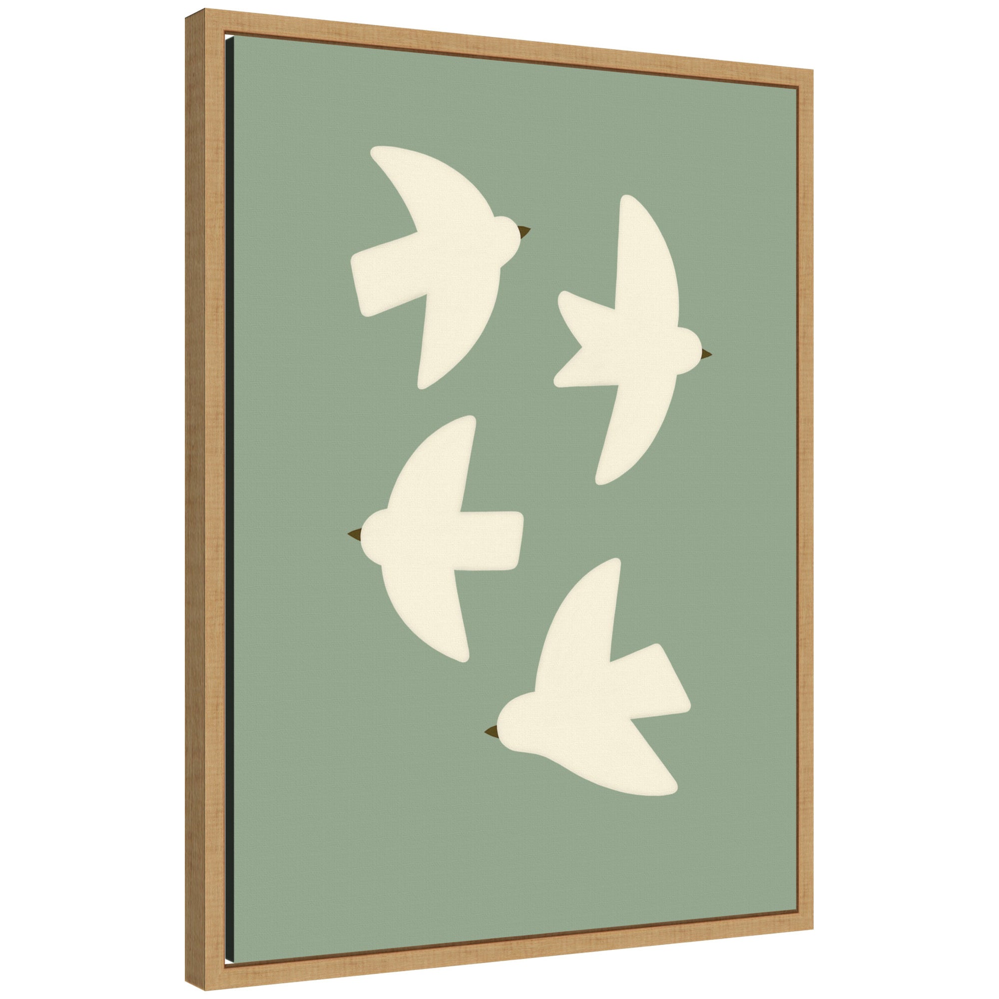 Minimalist Birds Poster 4 Green by Laura Moss Framed Canvas Wall Art Print