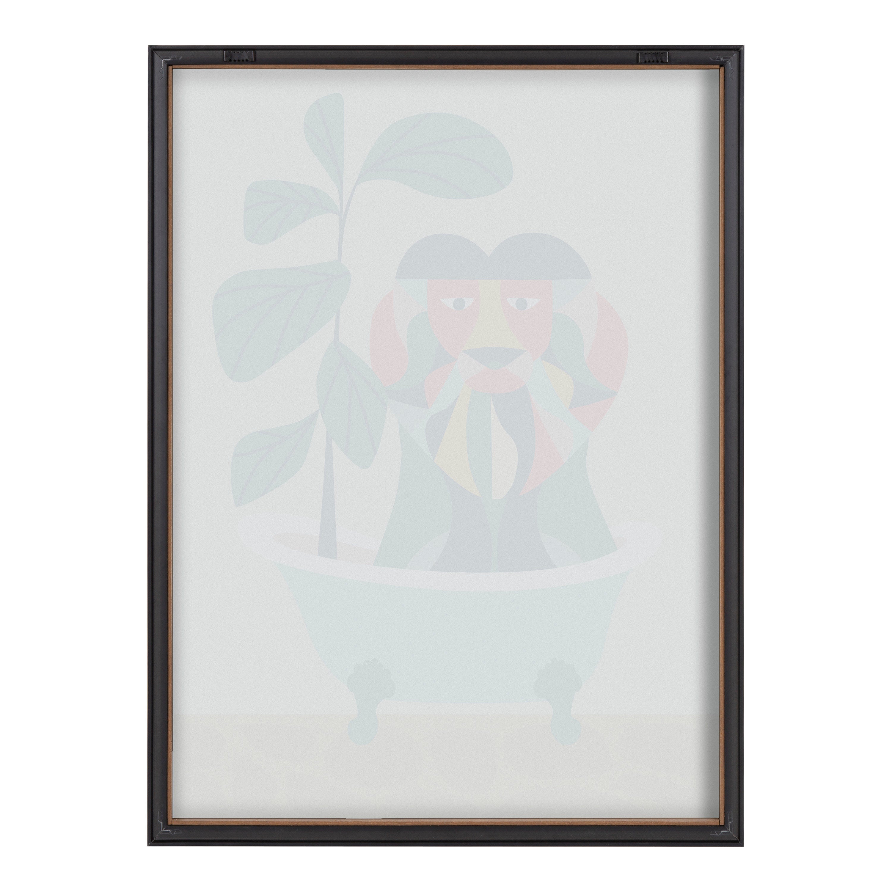 Blake Mid Century Modern Lion in Bathtub Framed Printed Glass by Rachel Lee of My Dream Wall