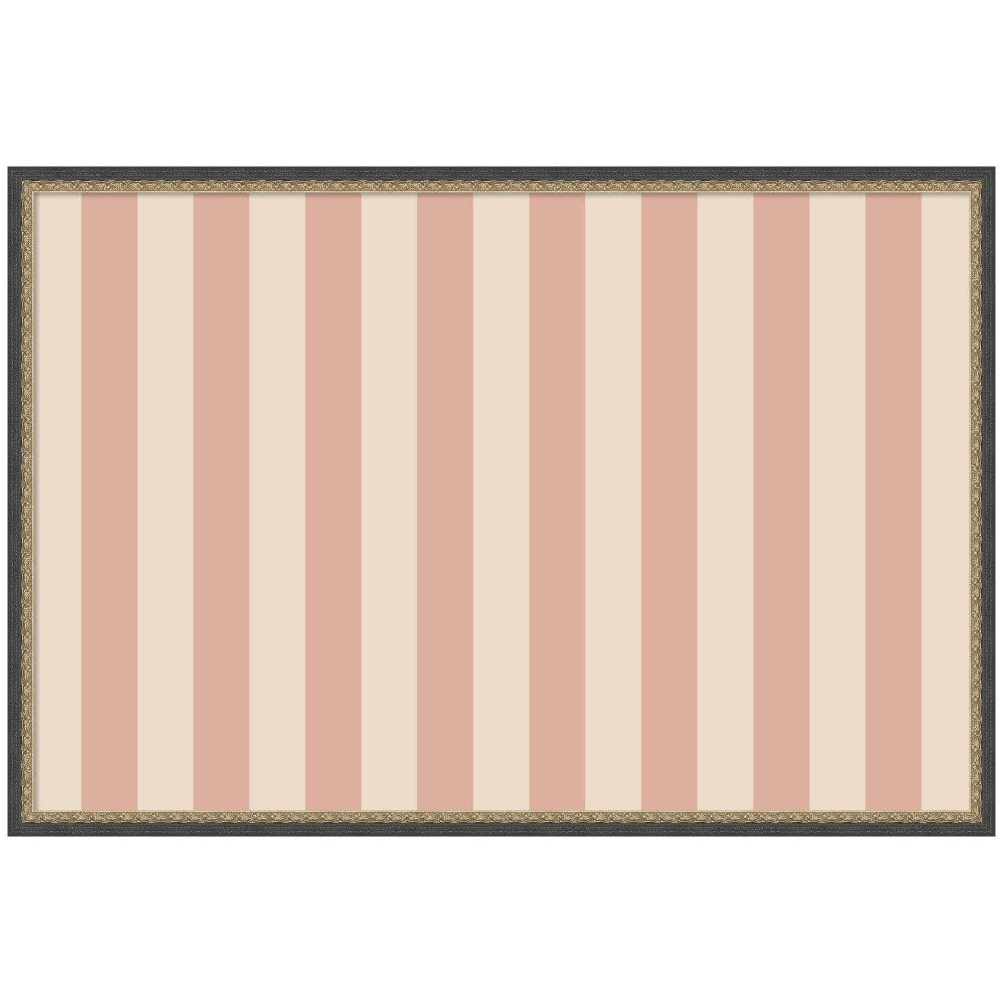 Framed Fabric Pinboard Wide Stripes Pink Wall Organization