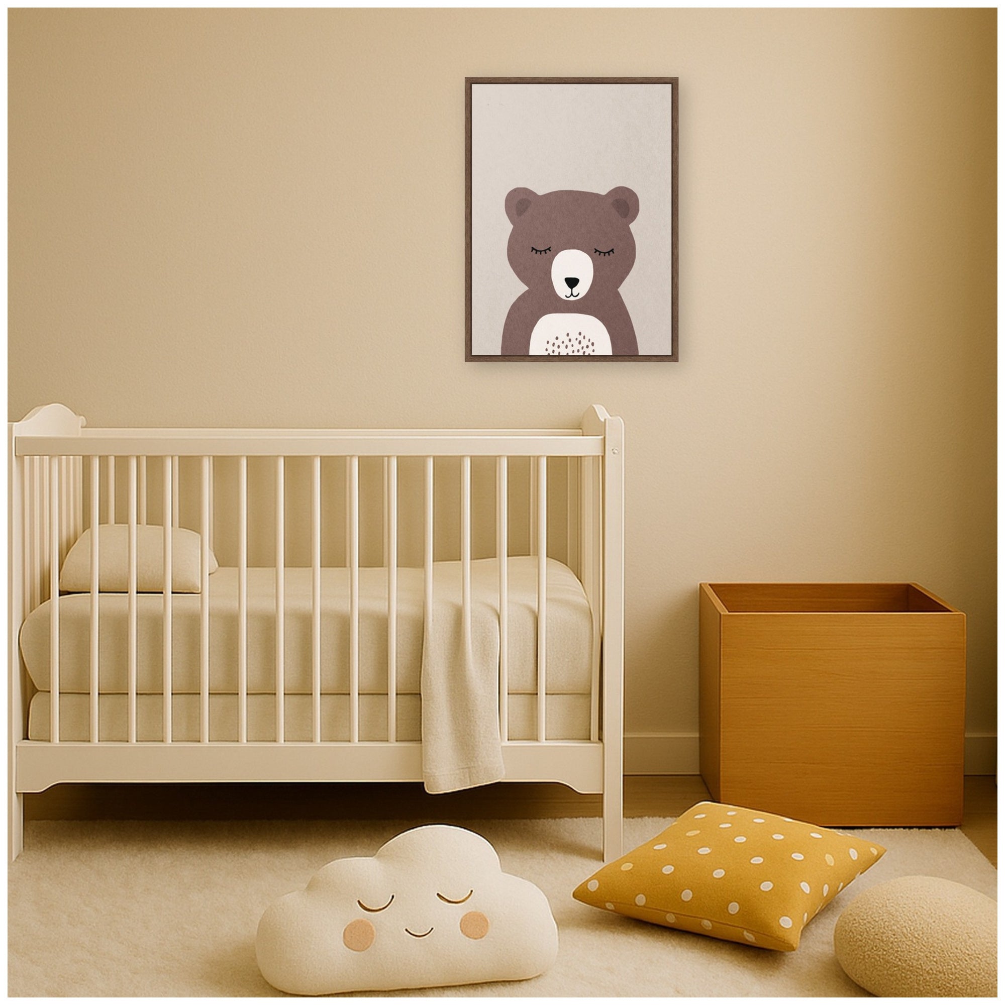 Bear by July Art Prints Framed Canvas Wall Art Print