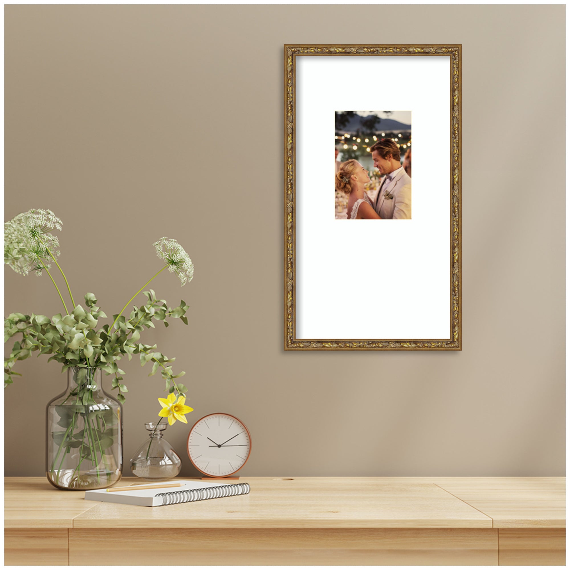 Wall Frame Belvedere Bronze 10x18 matted to 5x7 6