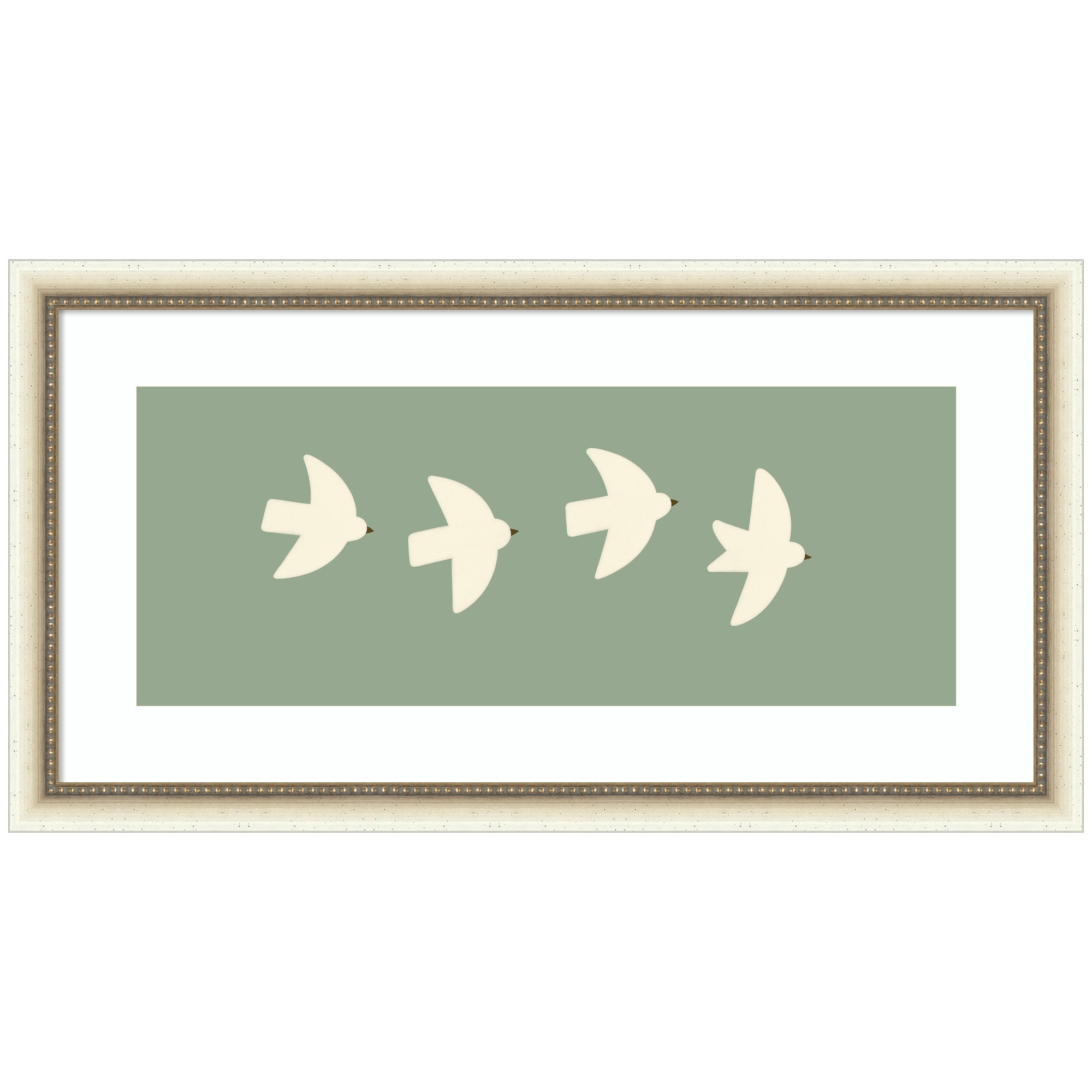 Minimalist Birds Panel 4 Green by Laura Moss Framed Wall Art Print