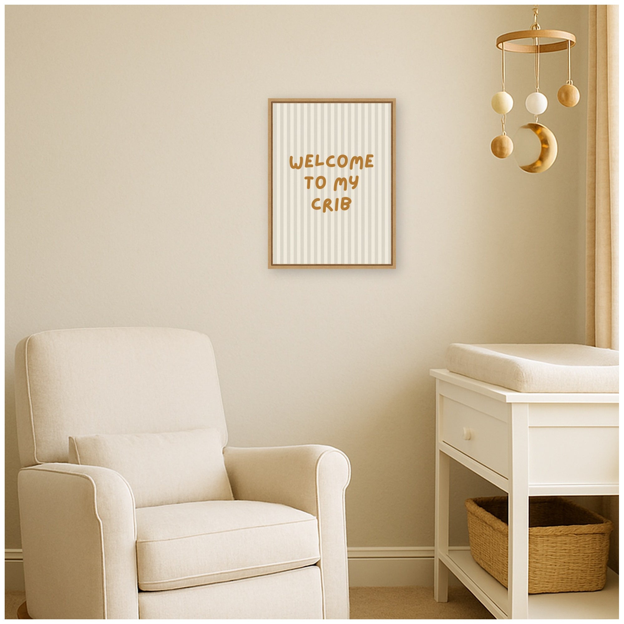 Welcome To My Crib by Laura Moss Framed Canvas Wall Art Print