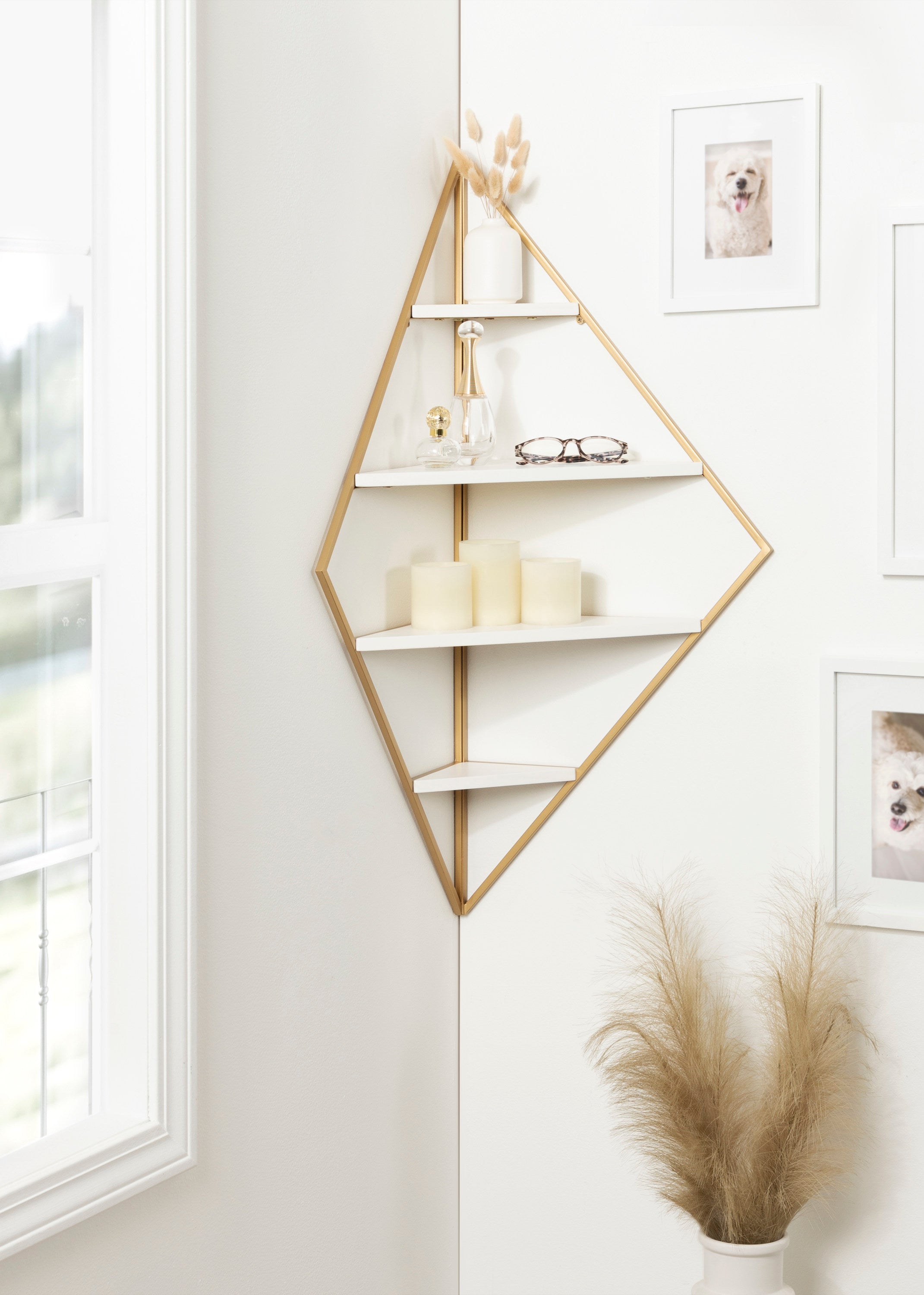 Accent Shelf White Gold 24x17x38 6