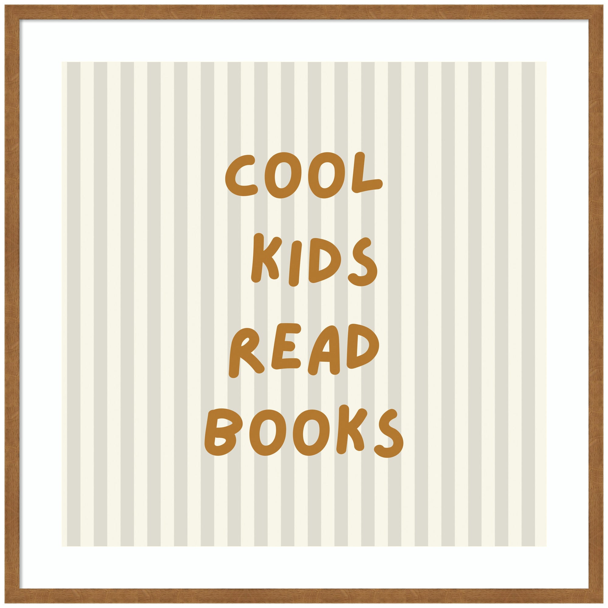 Cool Kids Read Books Stripes Square by Laura Moss Framed Wall Art Print